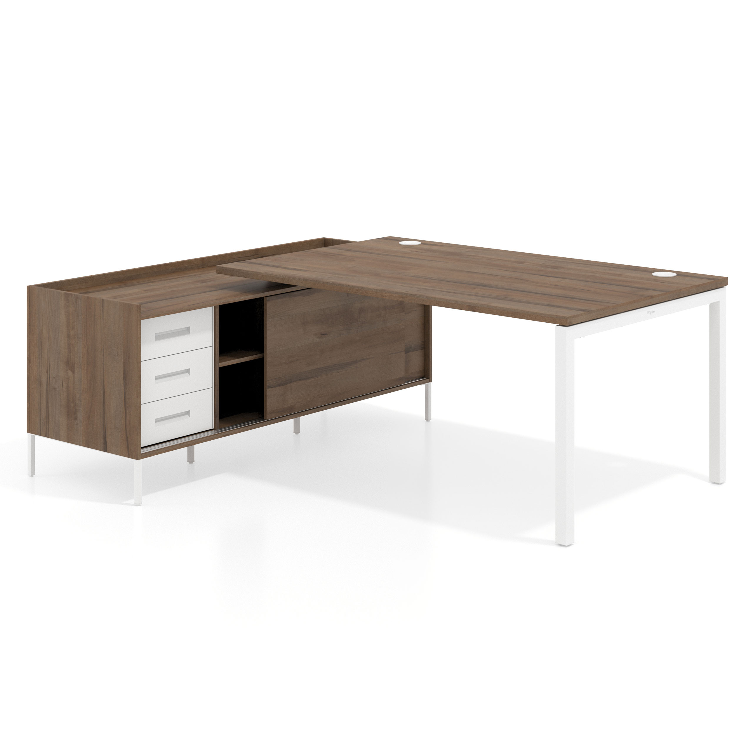 mesa en l 220x200 noce sabi kube mesa con pedestal cajonera fondo 100cm recto 1