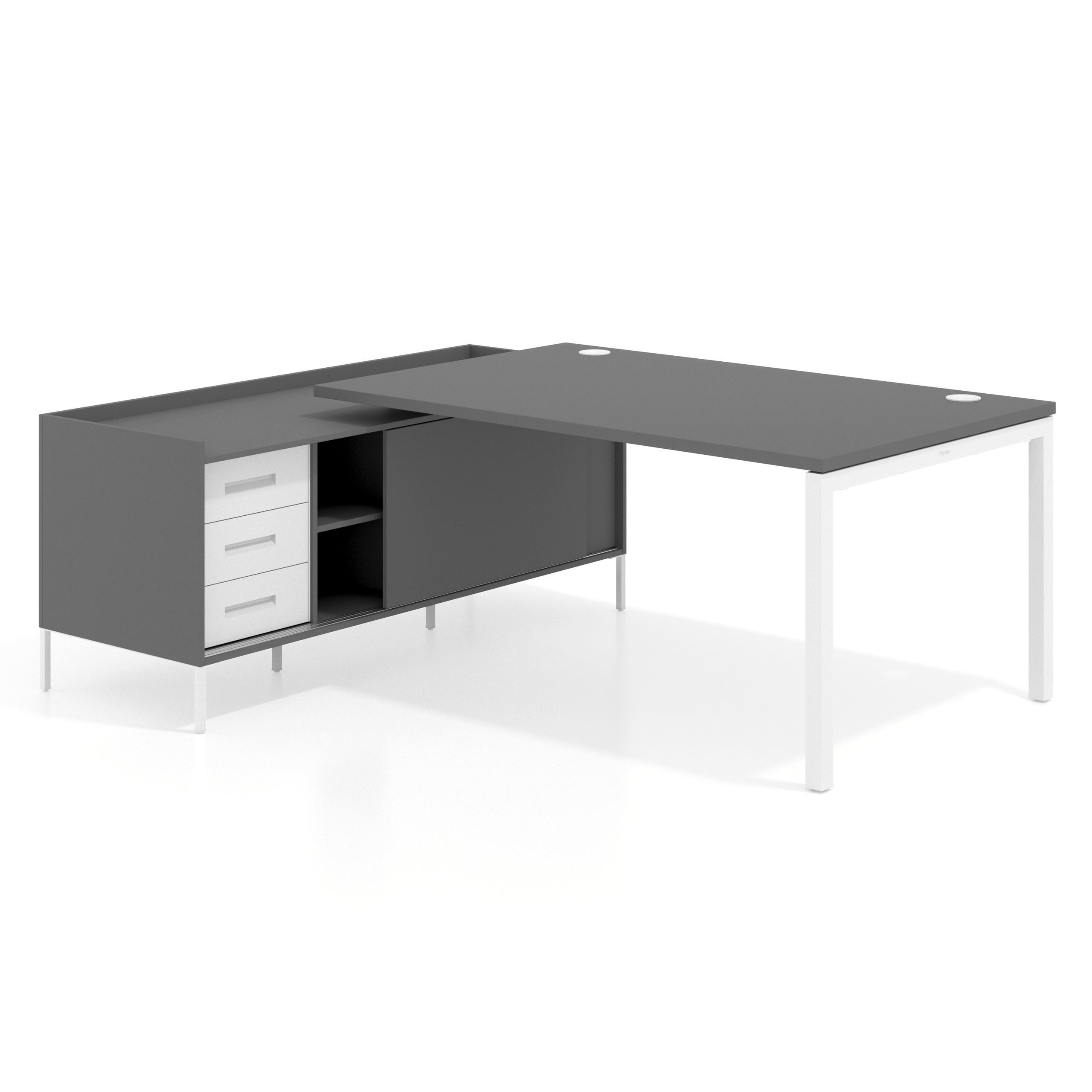 mesa en l 200x200 gris tormenta kube mesa con pedestal cajonera fondo 100cm recto 1