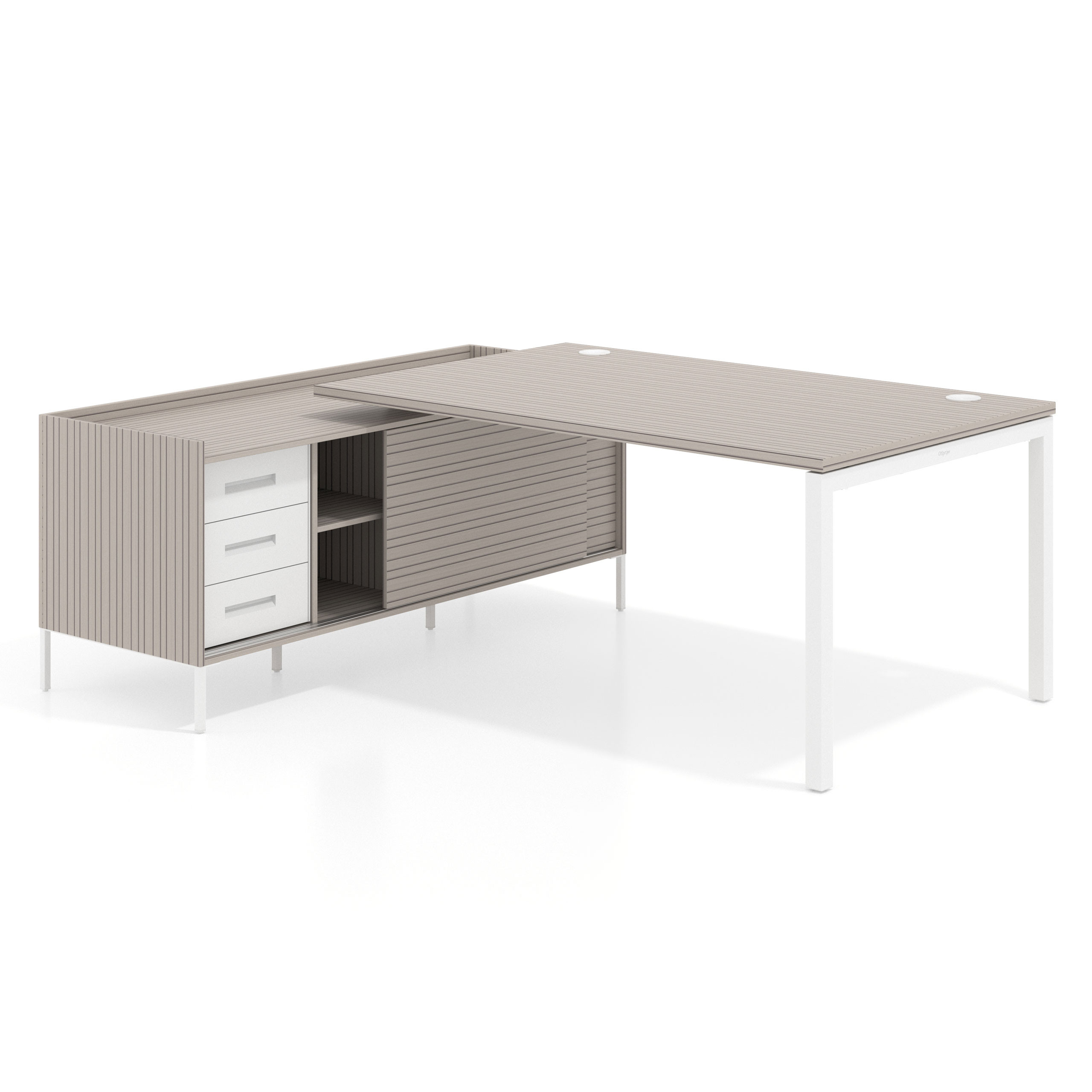 mesa en l 200x200 rayado coco kube mesa con pedestal cajonera fondo 100cm recto 1