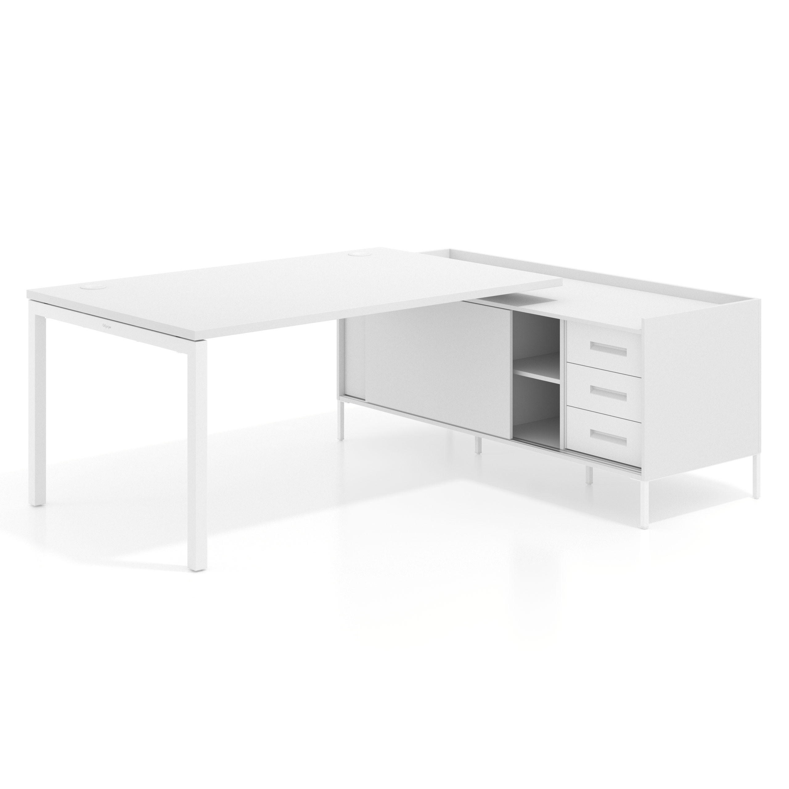 mesa en l 240x200 blanco mate kube mesa con pedestal cajonera fondo 100cm recto 1