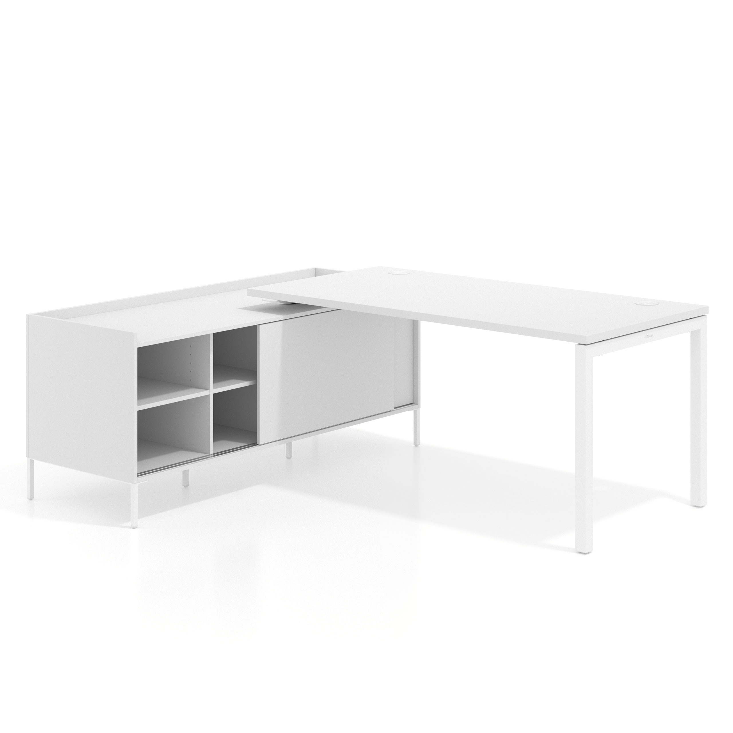 mesa en l 180x160 blanco mate kube mesa con pedestal estantes fondo 80cm recto 1
