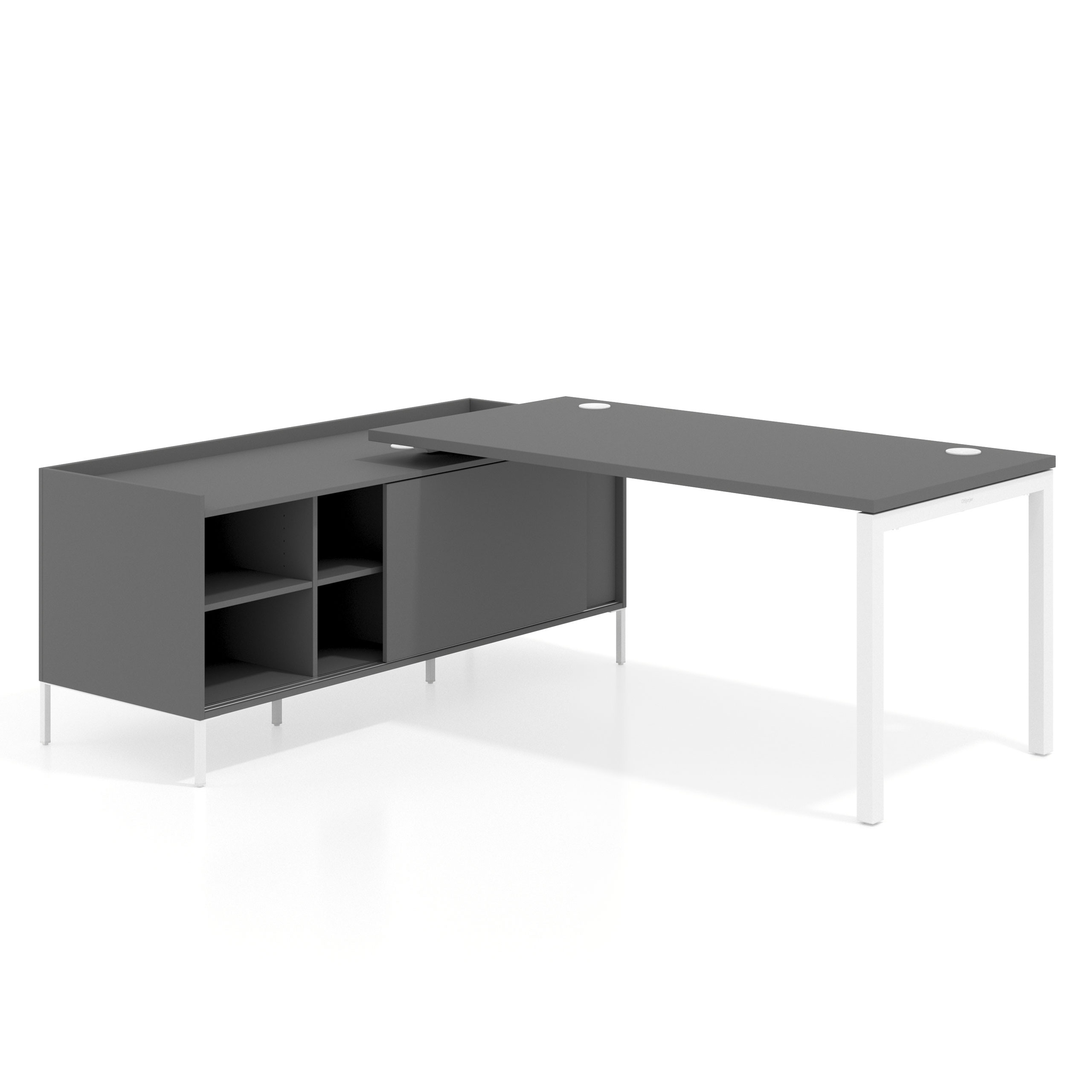 mesa en l 180x160 gris tormenta kube mesa con pedestal estantes fondo 80cm recto 1