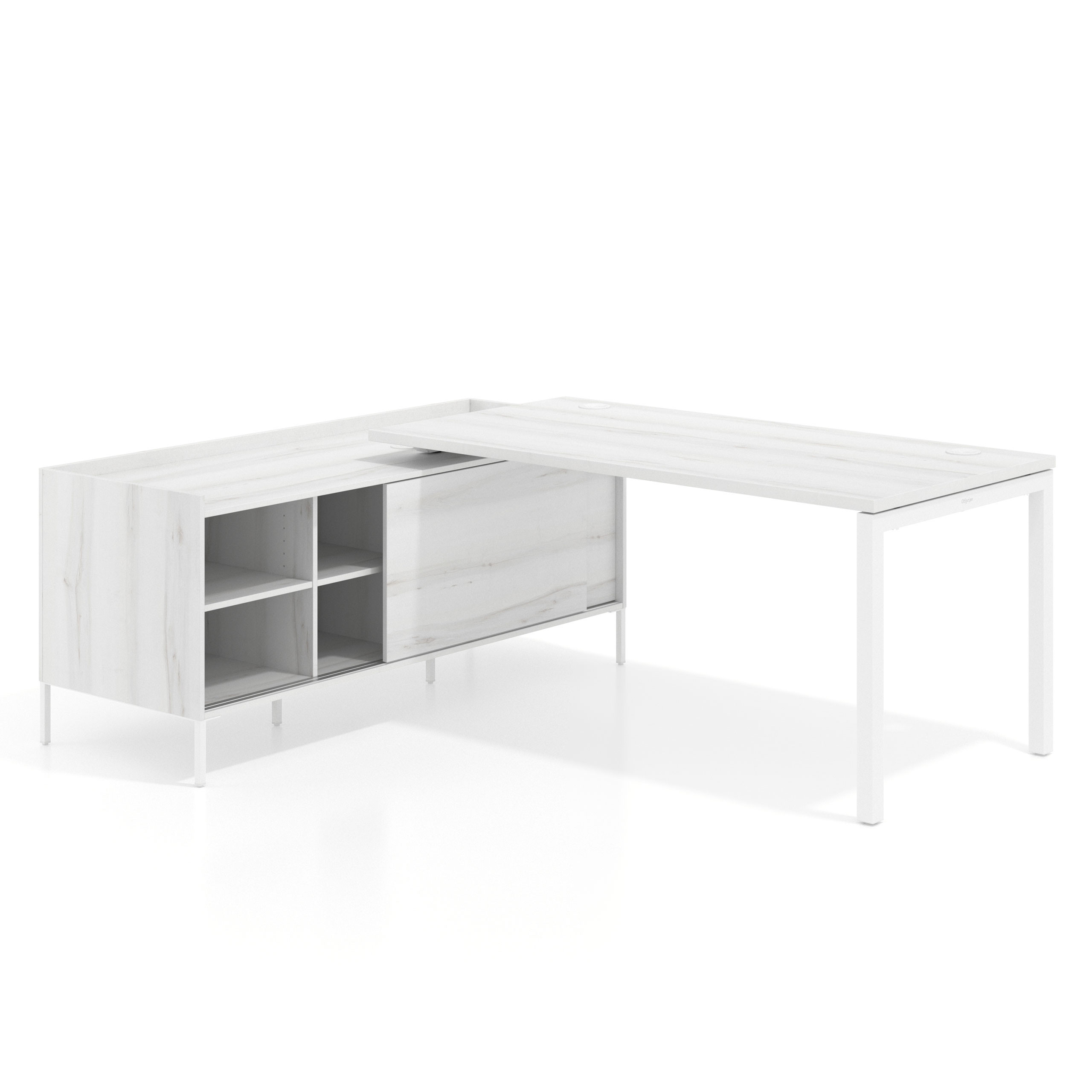 mesa en l 220x160 albo kube mesa con pedestal estantes fondo 80cm recto 1