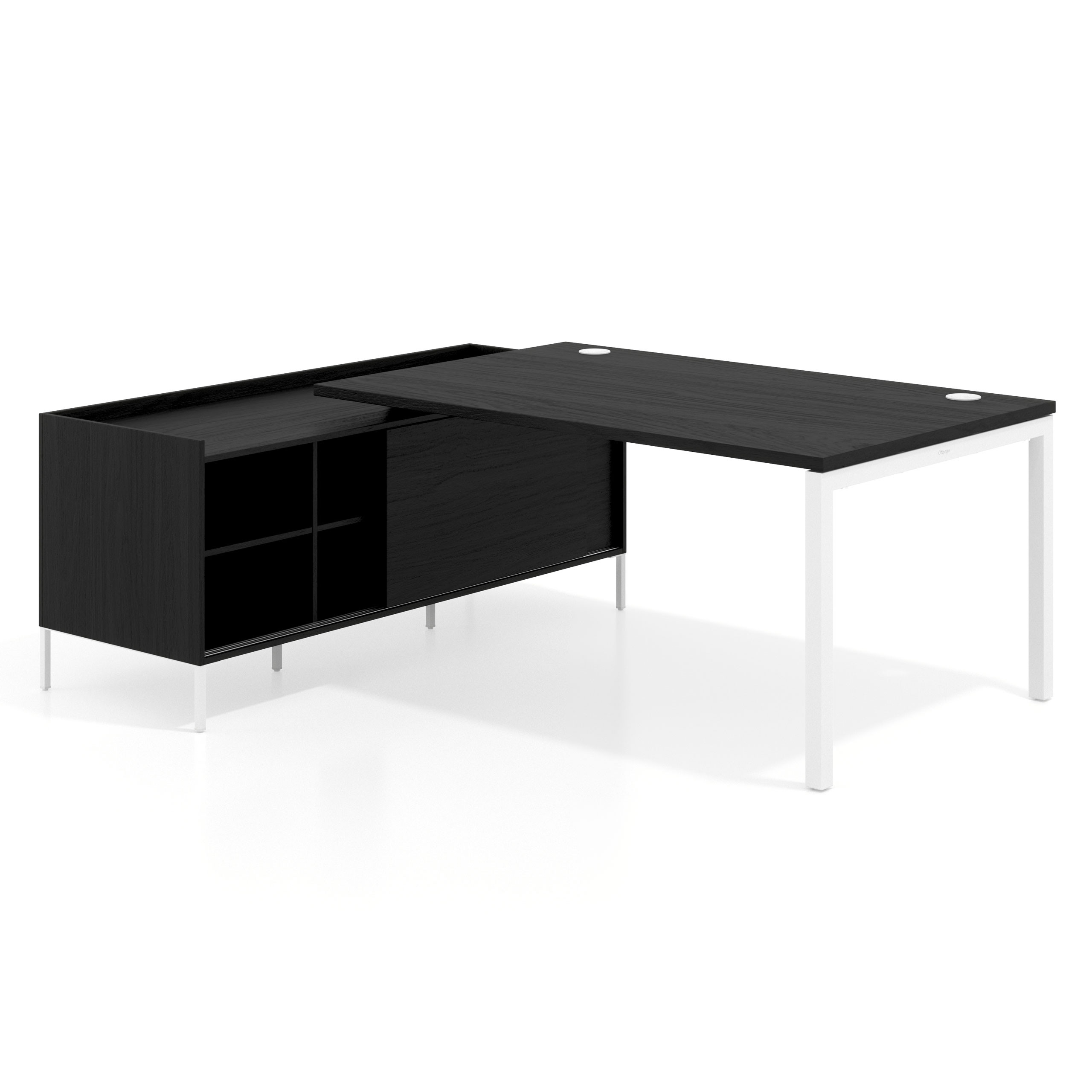 mesa en l 240x200 bocamina kube mesa con pedestal estantes fondo 100cm recto 1