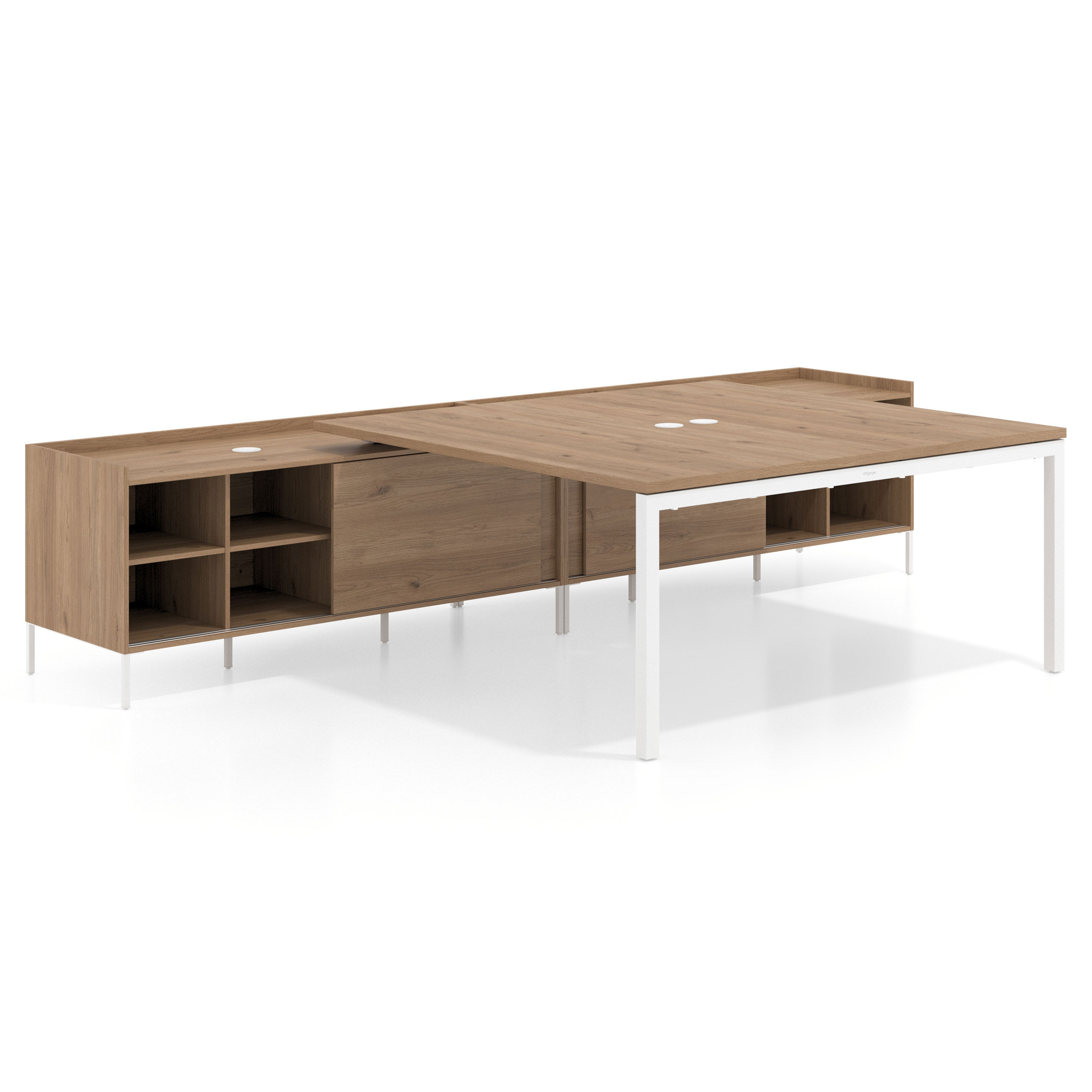 mesa en l 140x166 naturale kube mesa doble con estantes recto 1
