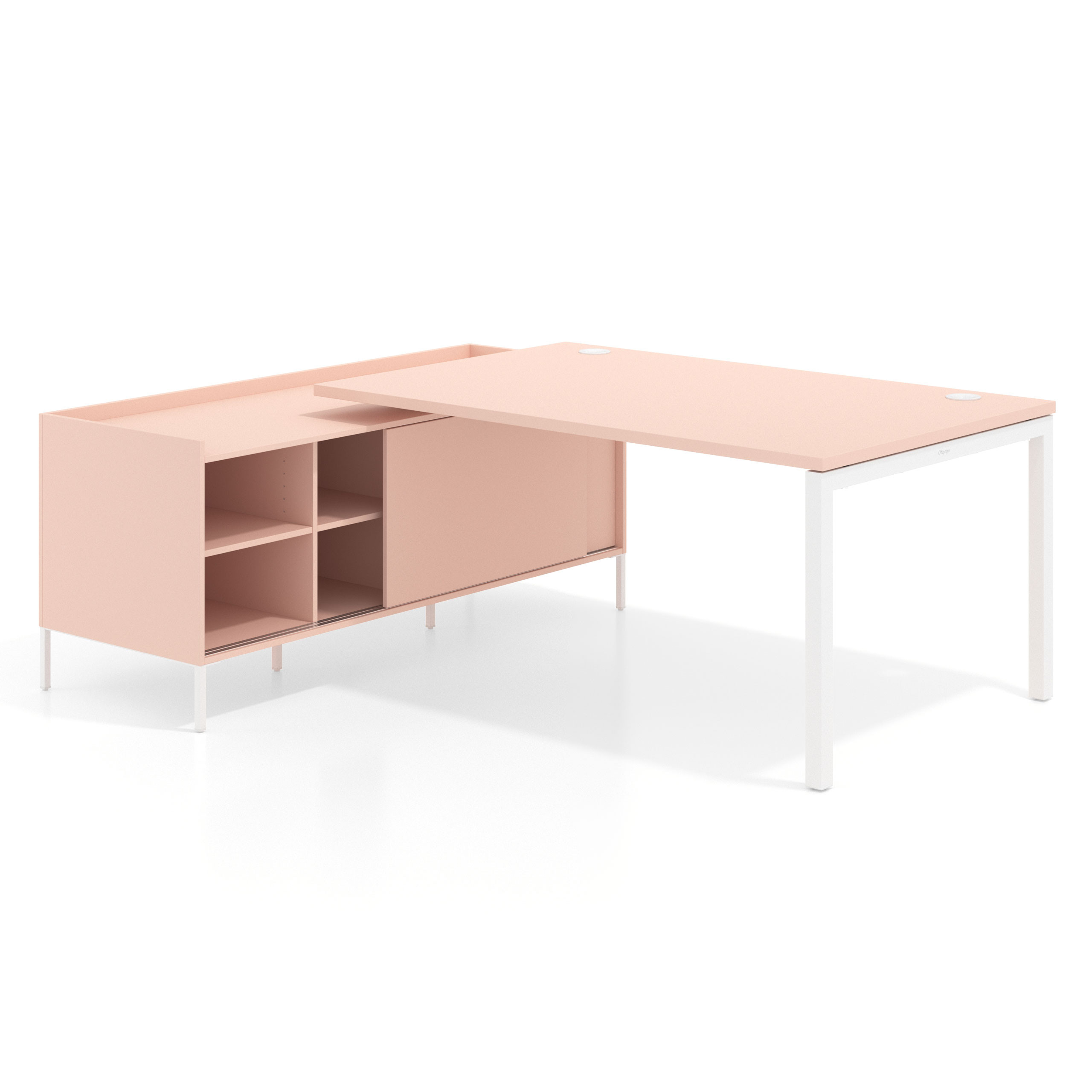 mesa en l 200x200 rosa nube kube mesa con pedestal estantes fondo 100cm recto 1