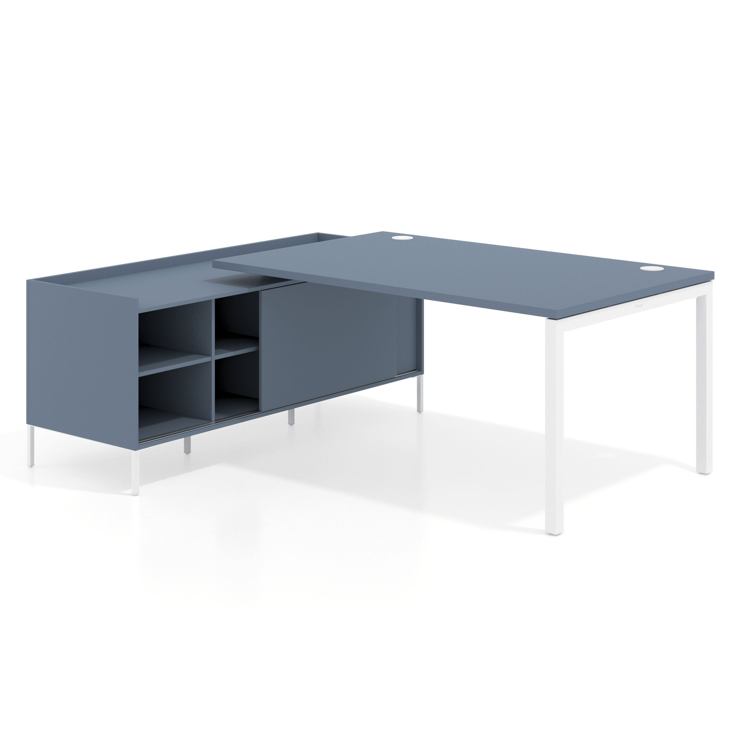 mesa en l 200x200 azul talco kube mesa con pedestal estantes fondo 100cm recto 1