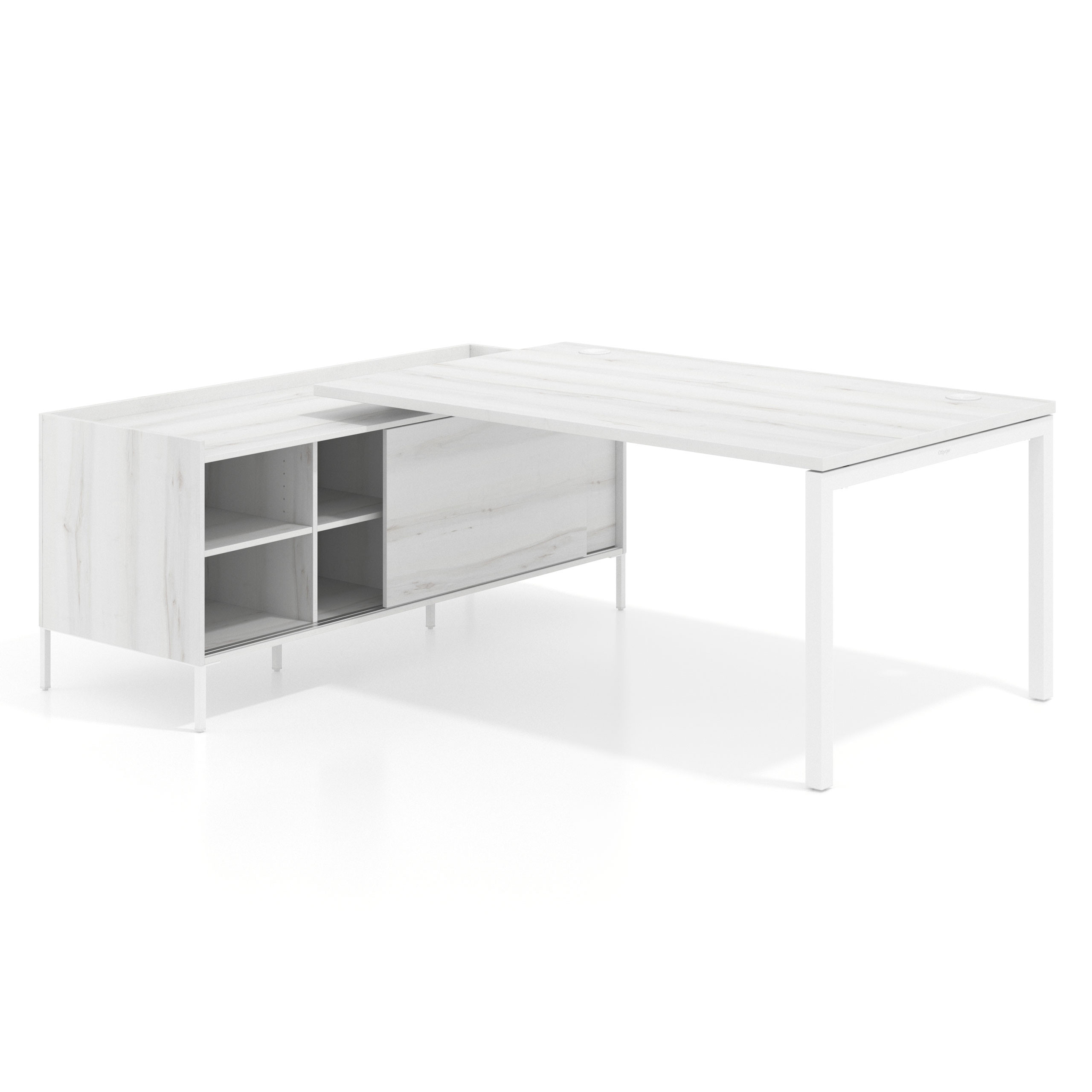 mesa en l 200x200 albo kube mesa con pedestal estantes fondo 100cm recto 1