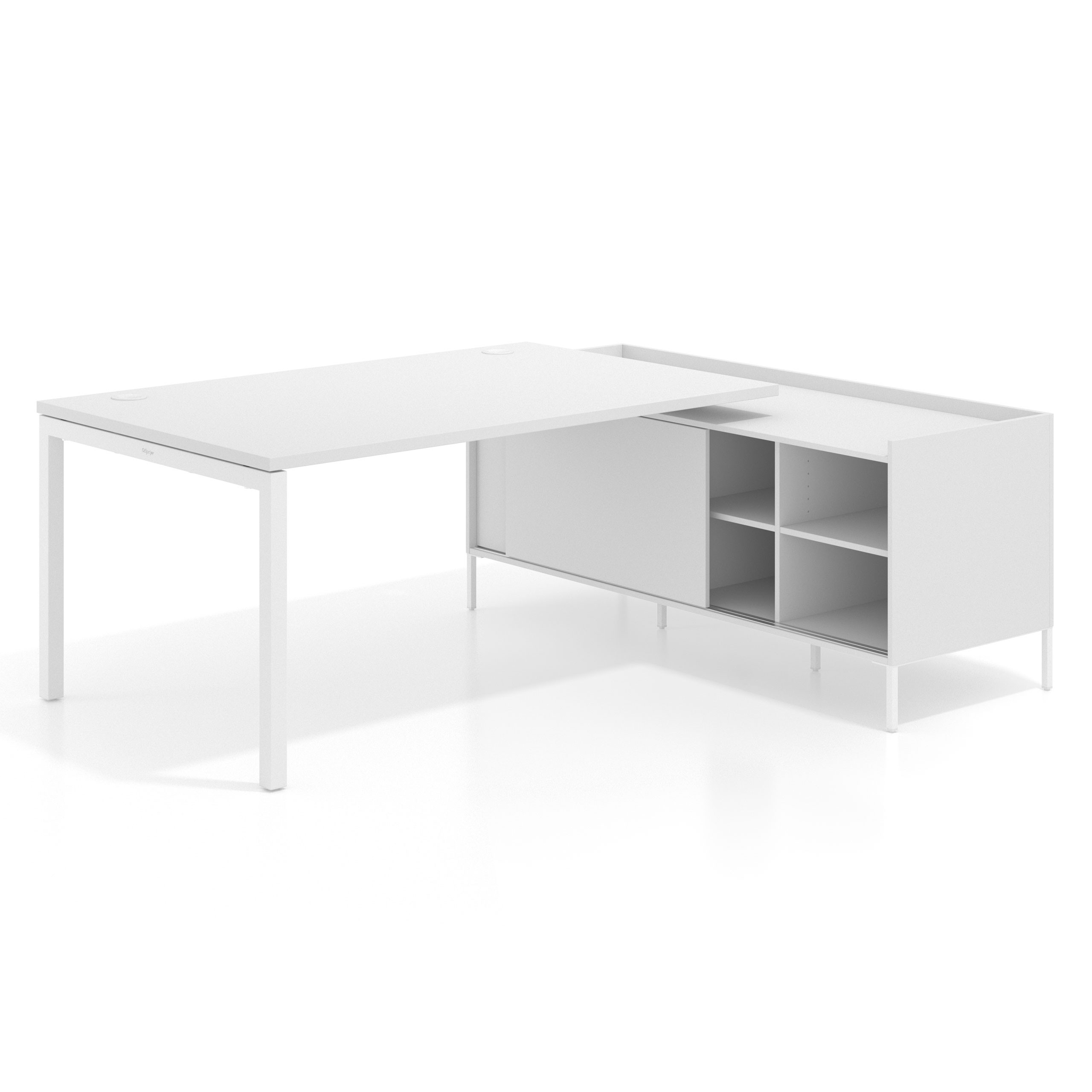mesa en l 220x200 blanco mate kube mesa con pedestal estantes fondo 100cm recto 1