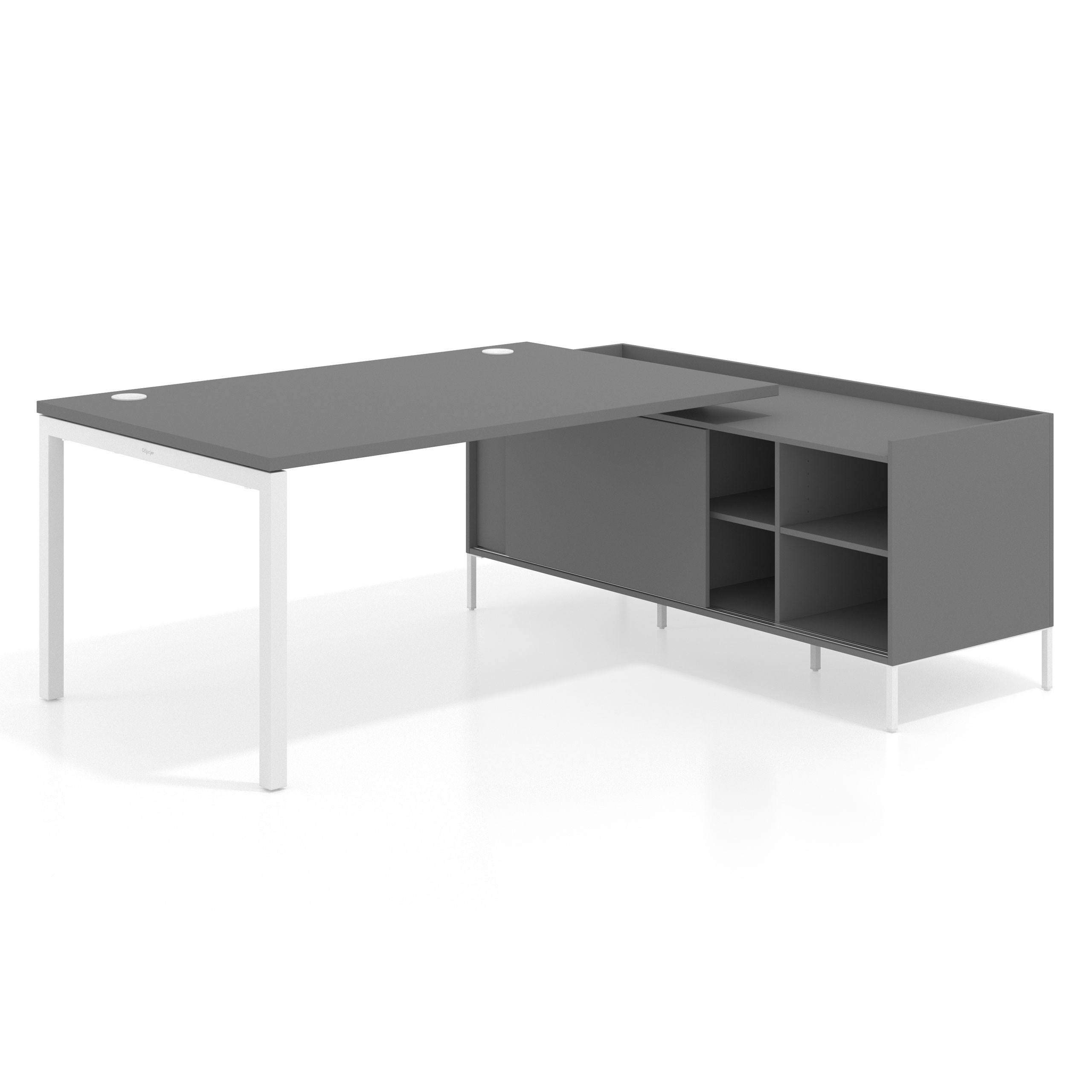mesa en l 200x200 gris tormenta kube mesa con pedestal estantes fondo 100cm recto 1