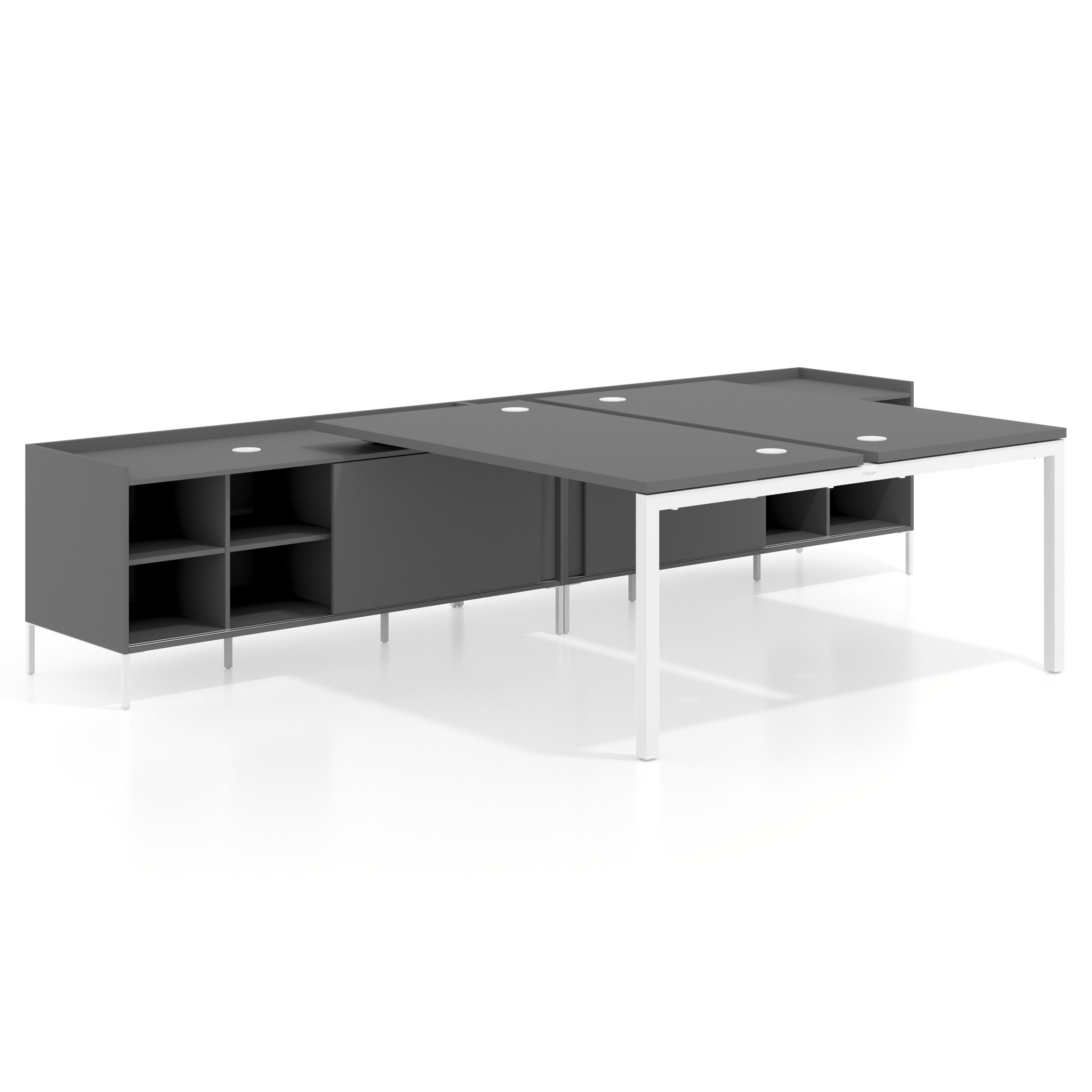 mesa en l 180x166 gris tormenta kube mesa multipuesto con estantes recto 1