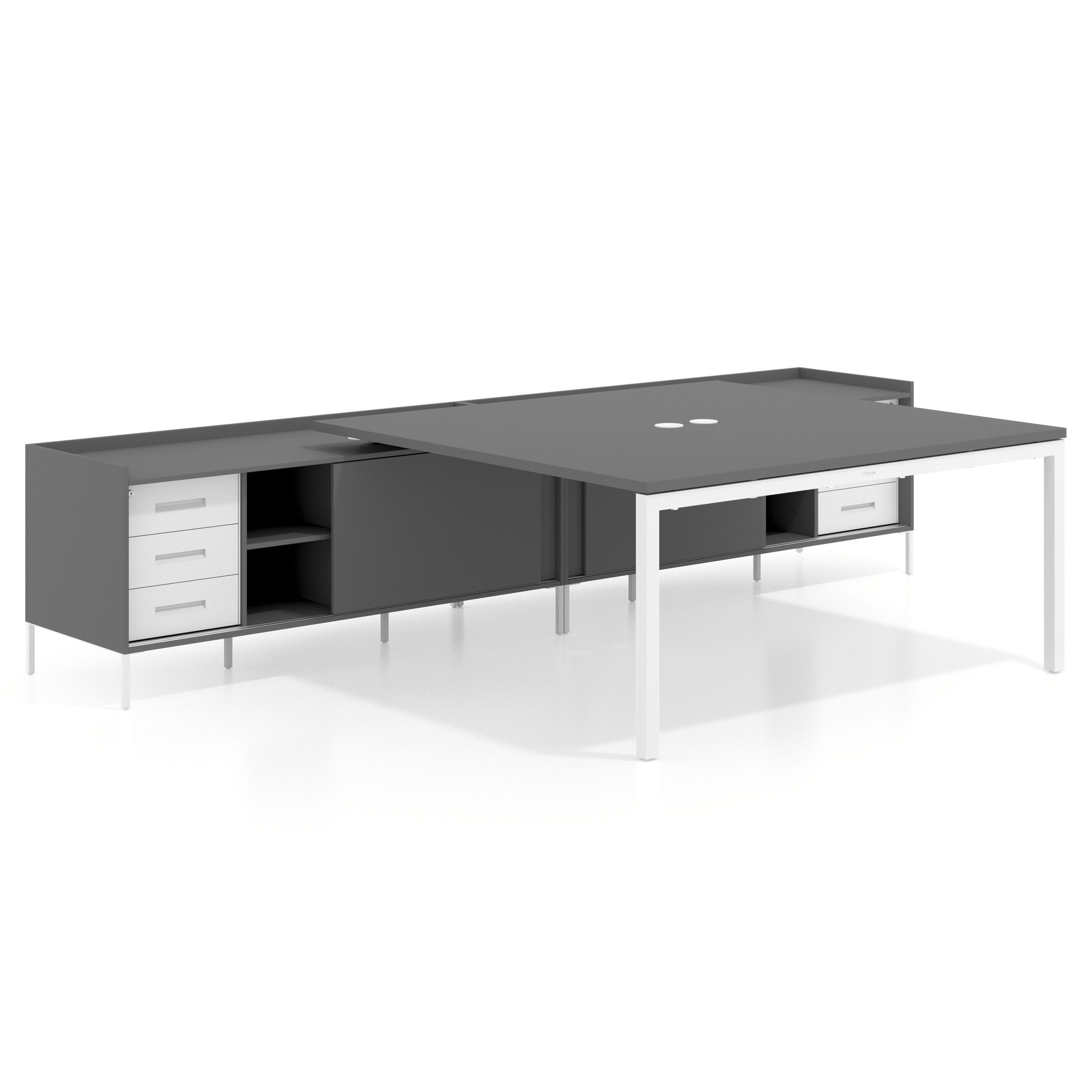 mesa en l 140x166 gris tormenta kube mesa doble con cajonera recto 1