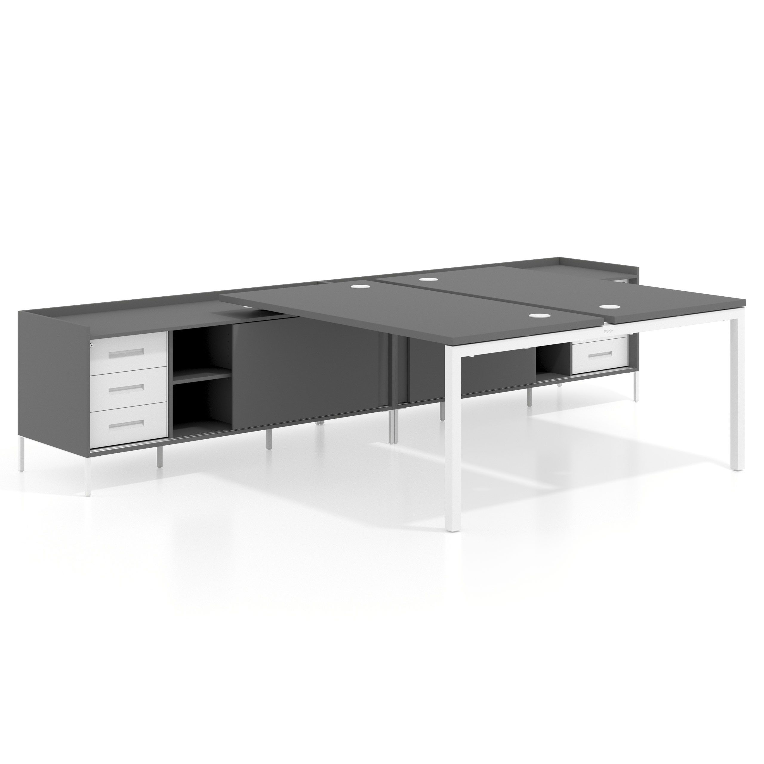 mesa en l 180x166 gris tormenta kube mesa multipuesto con cajonera recto 1