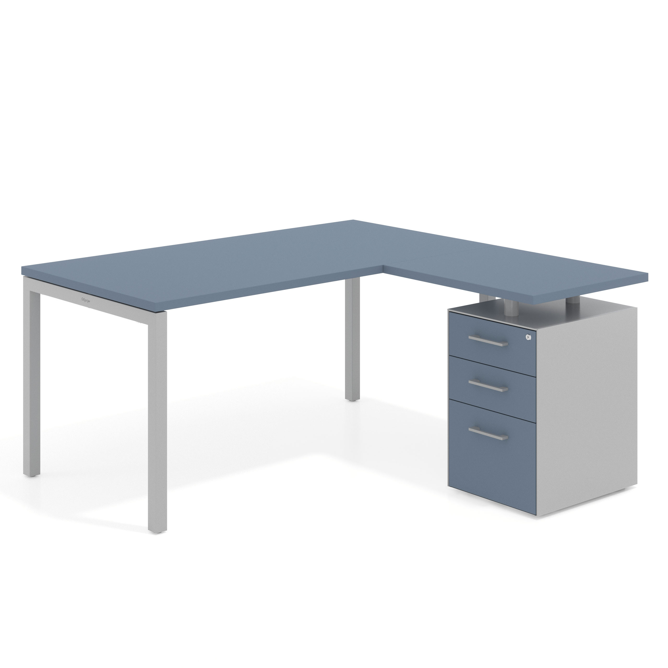 mesa en l 140x150 azul talco kube mesa con ala fondo 80 ala corta frontales melamina recto 1