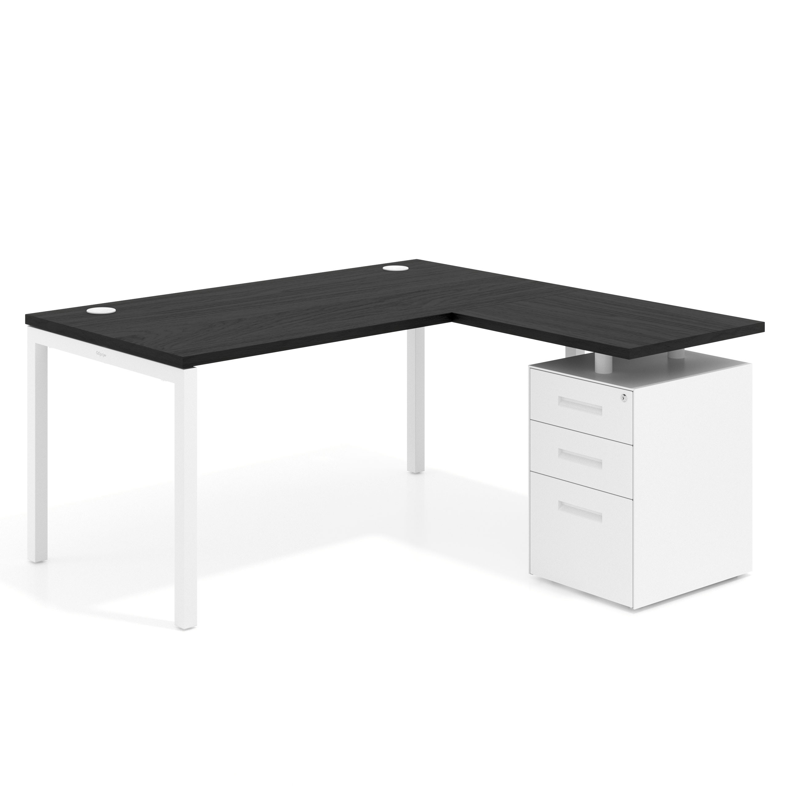 mesa en l 140x150 bocamina kube mesa con ala fondo 80 ala corta frontales metal recto 1