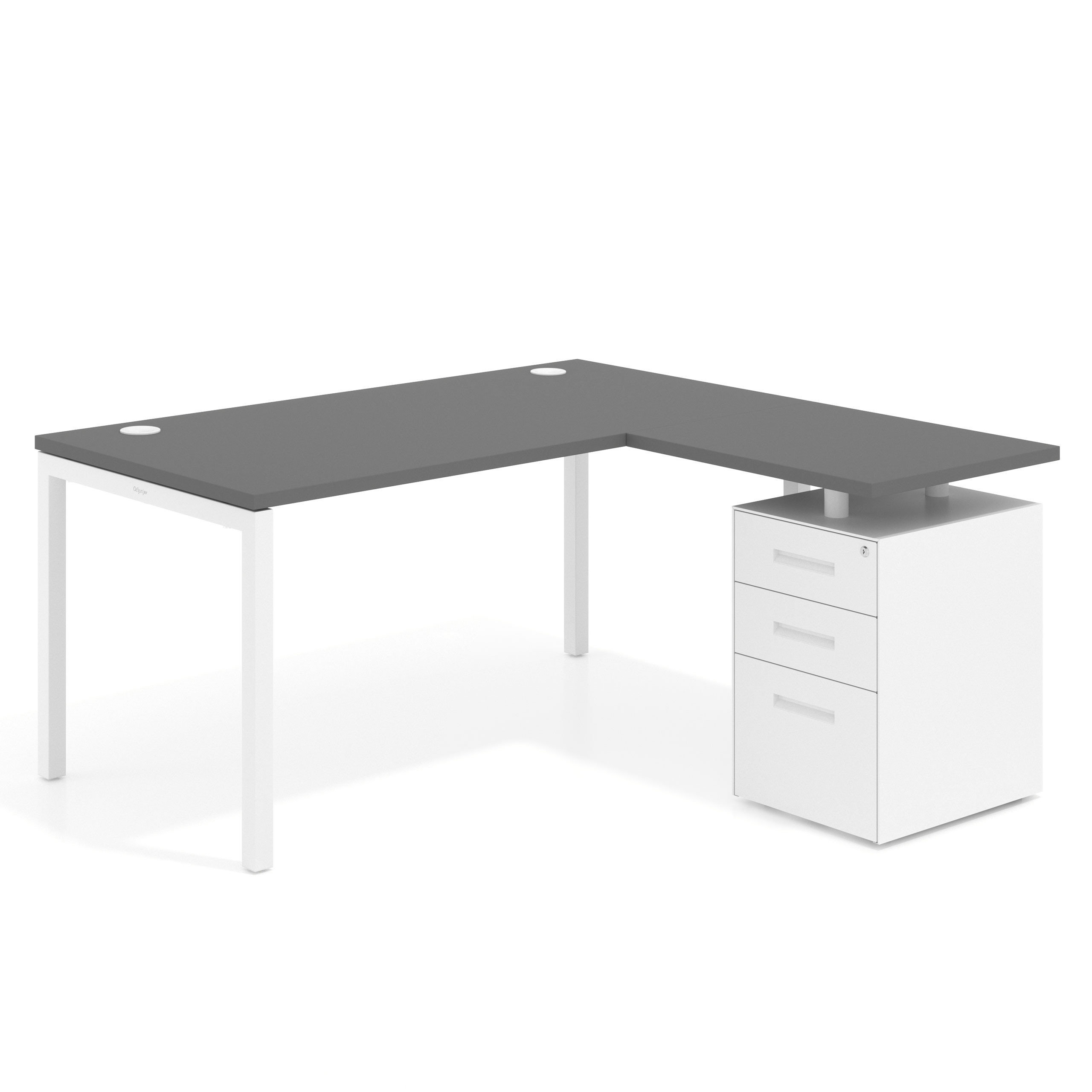 mesa en l 180x150 gris tormenta kube mesa con ala fondo 80 ala corta frontales metal recto 1