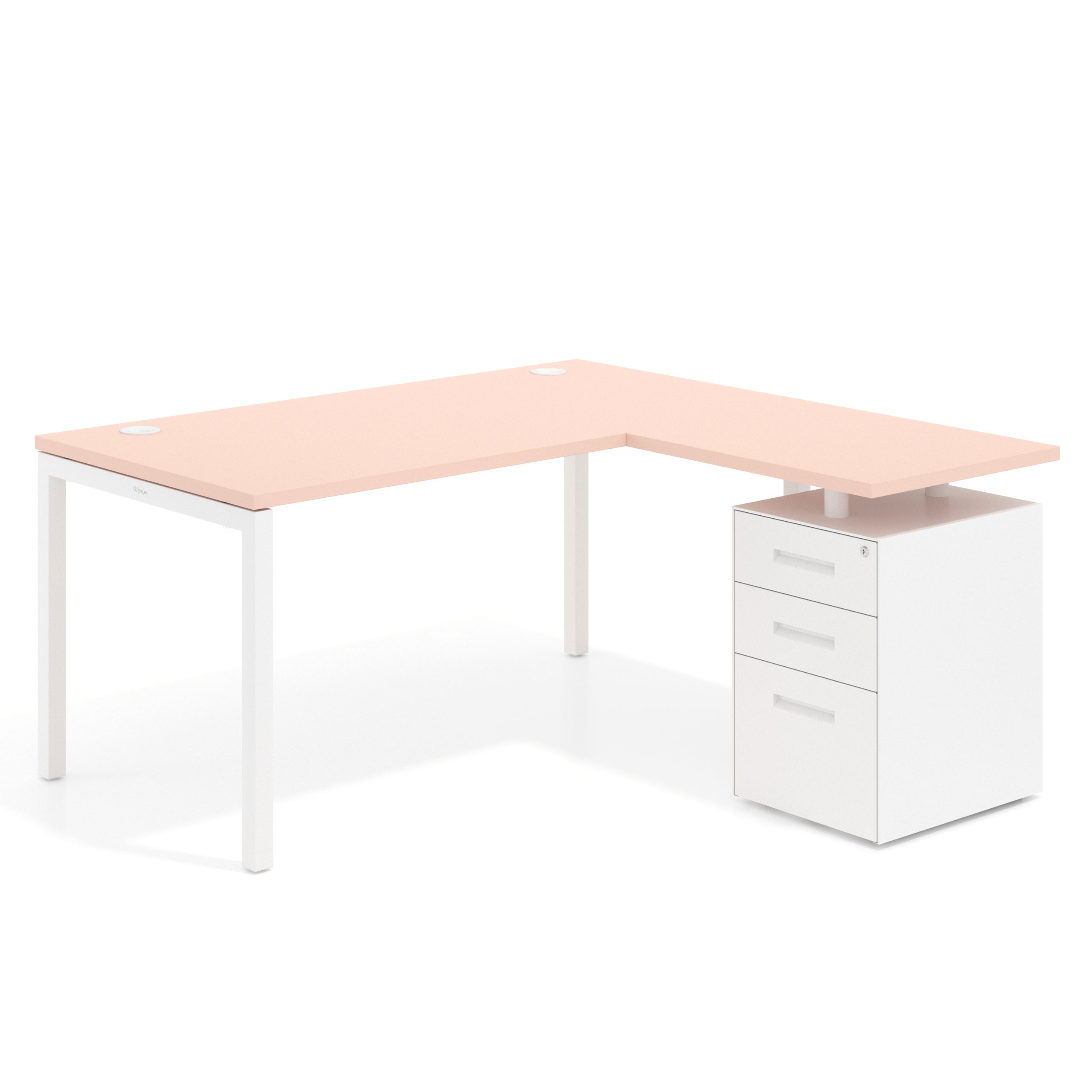mesa en l 140x150 rosa nube kube mesa con ala fondo 80 ala corta frontales metal recto 1