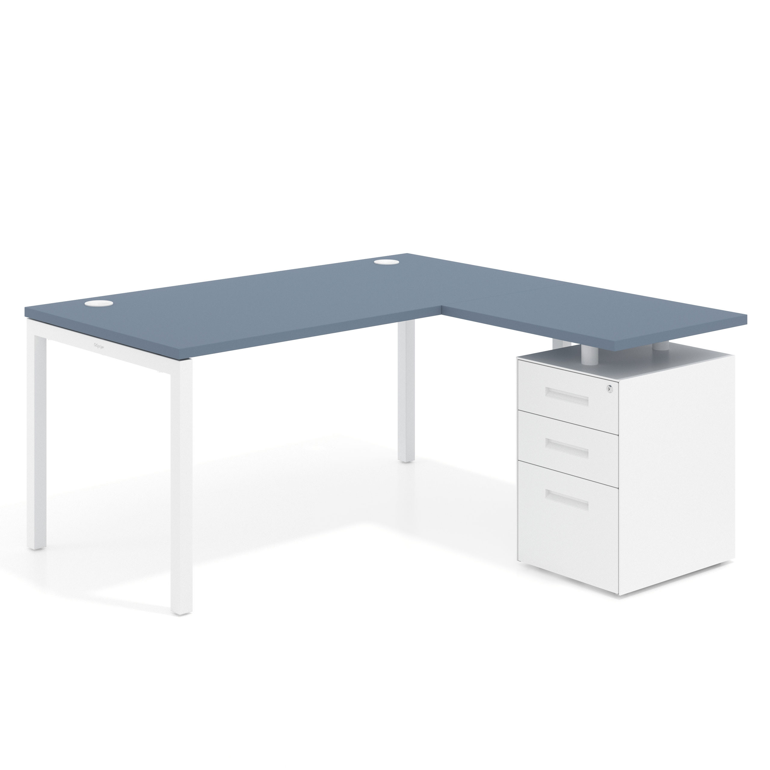 mesa en l 140x150 azul talco kube mesa con ala fondo 80 ala corta frontales metal recto 1