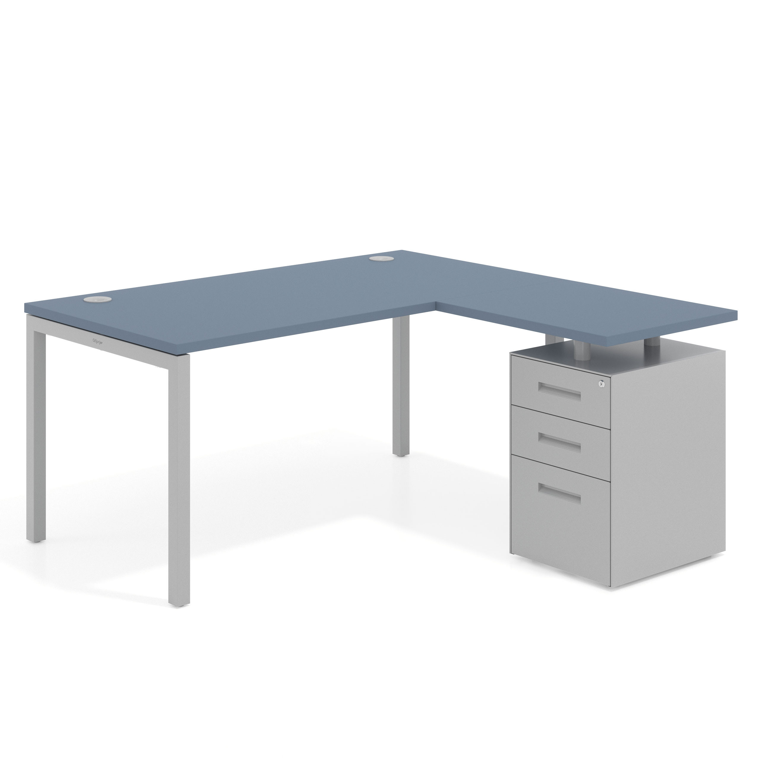mesa en l 140x150 azul talco kube mesa con ala fondo 80 ala corta frontales metal recto 1