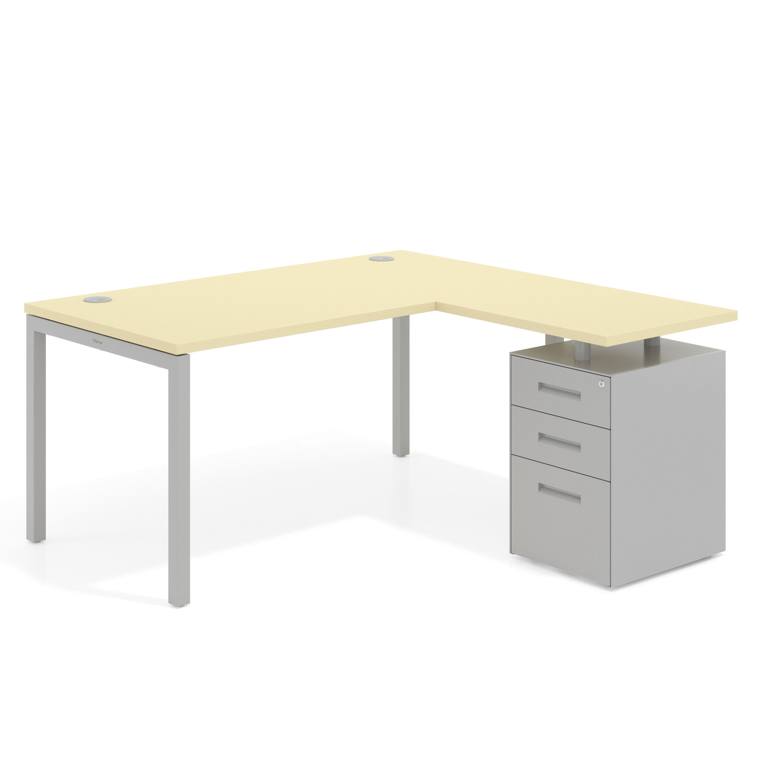 mesa en l 140x150 salvia kube mesa con ala fondo 80 ala corta frontales metal recto 1