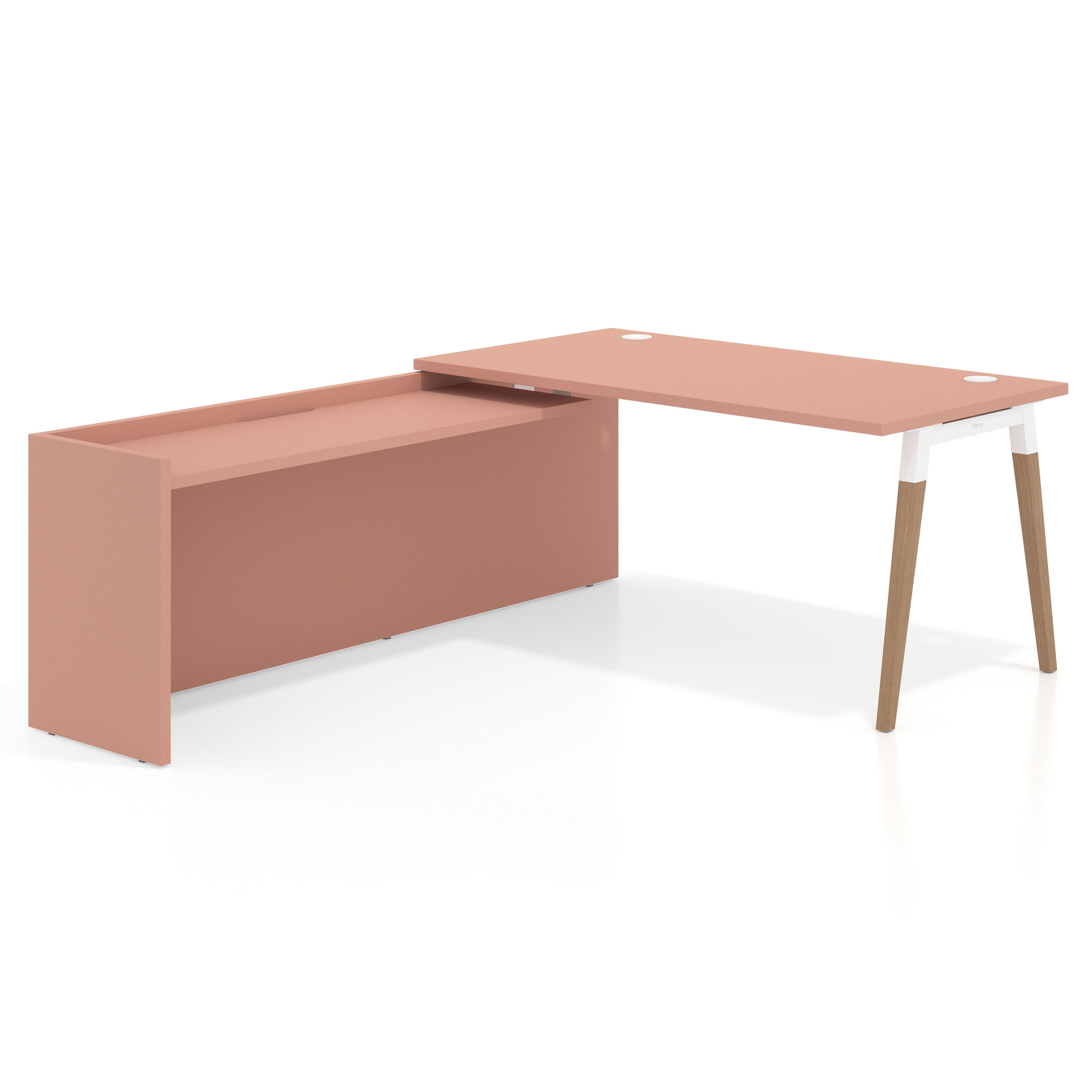 mesa en l 140x205 rosa talco arki mesa de oficina 80cm con ala larga work recto 1