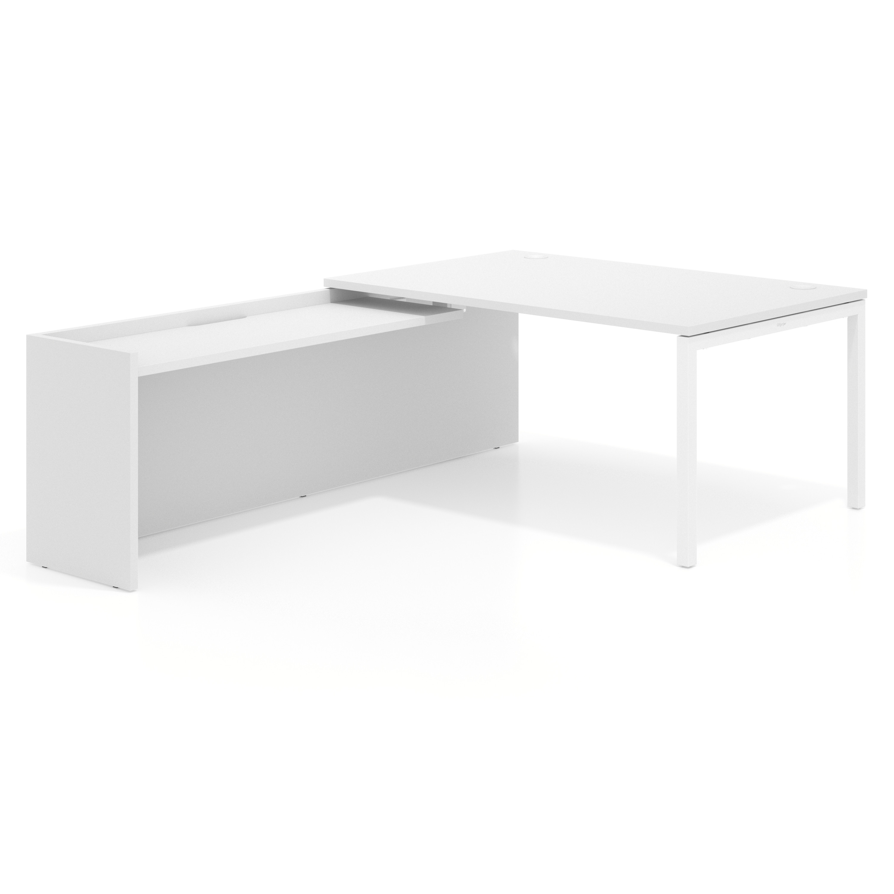 mesa en l 200x225 blanco mate kube mesa con ala fondo 100cm recto 1