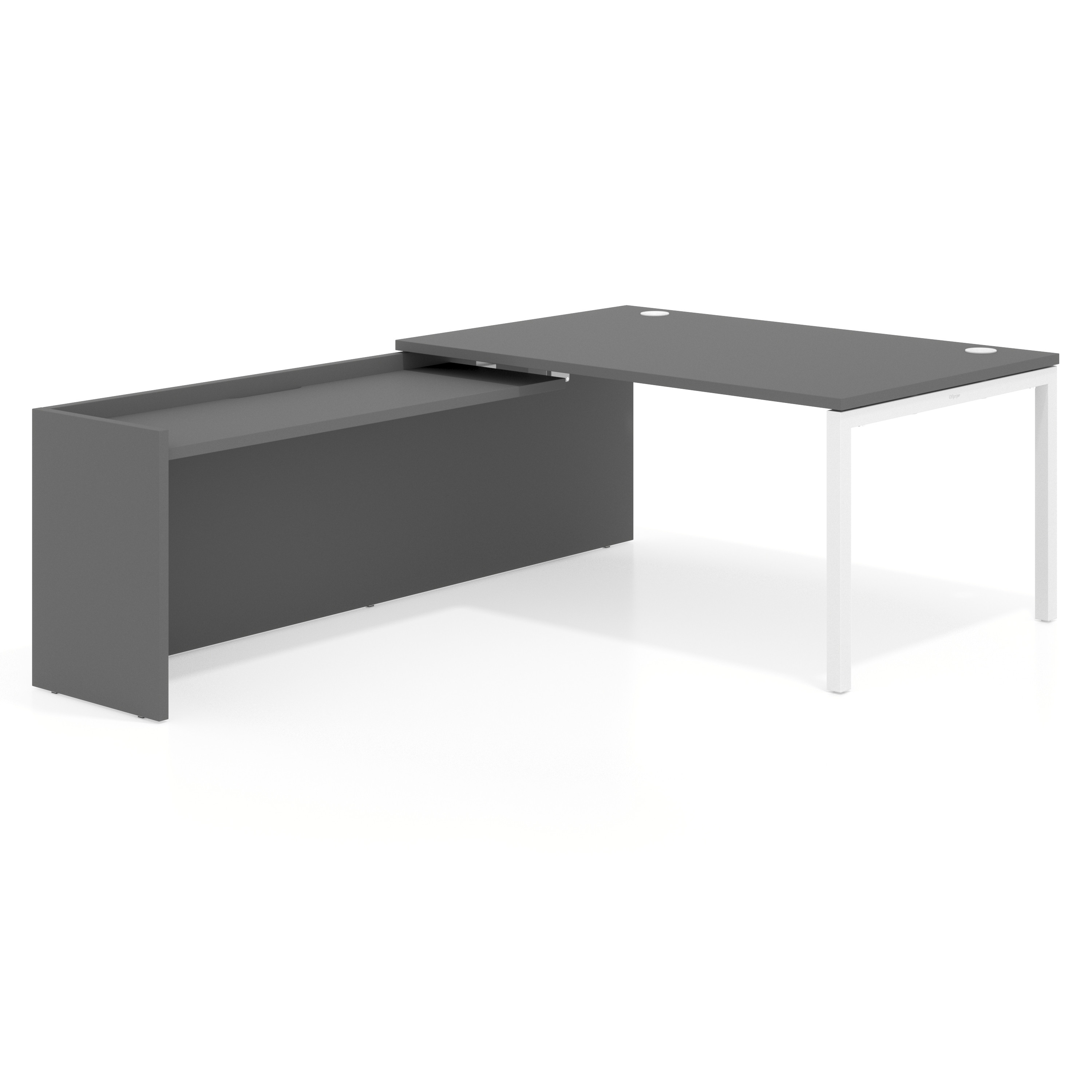 mesa en l 160x225 gris tormenta kube mesa con ala fondo 100cm recto 1
