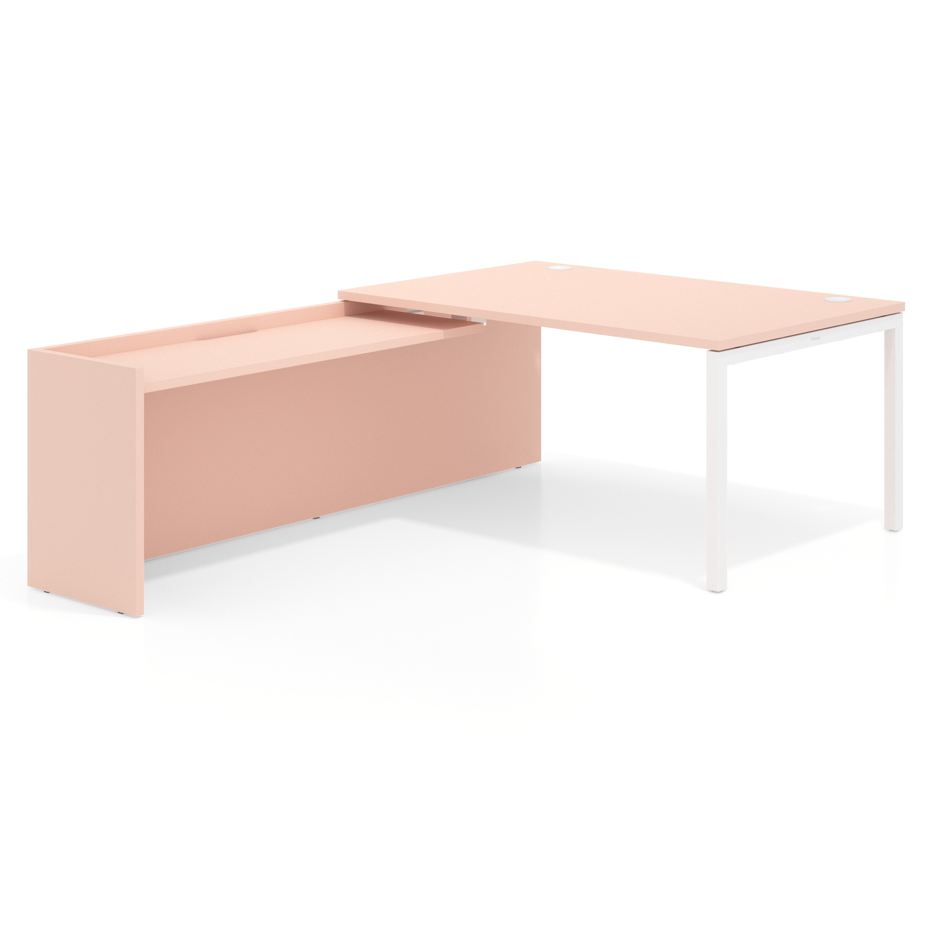 mesa en l 160x225 rosa nube kube mesa con ala fondo 100cm recto 1