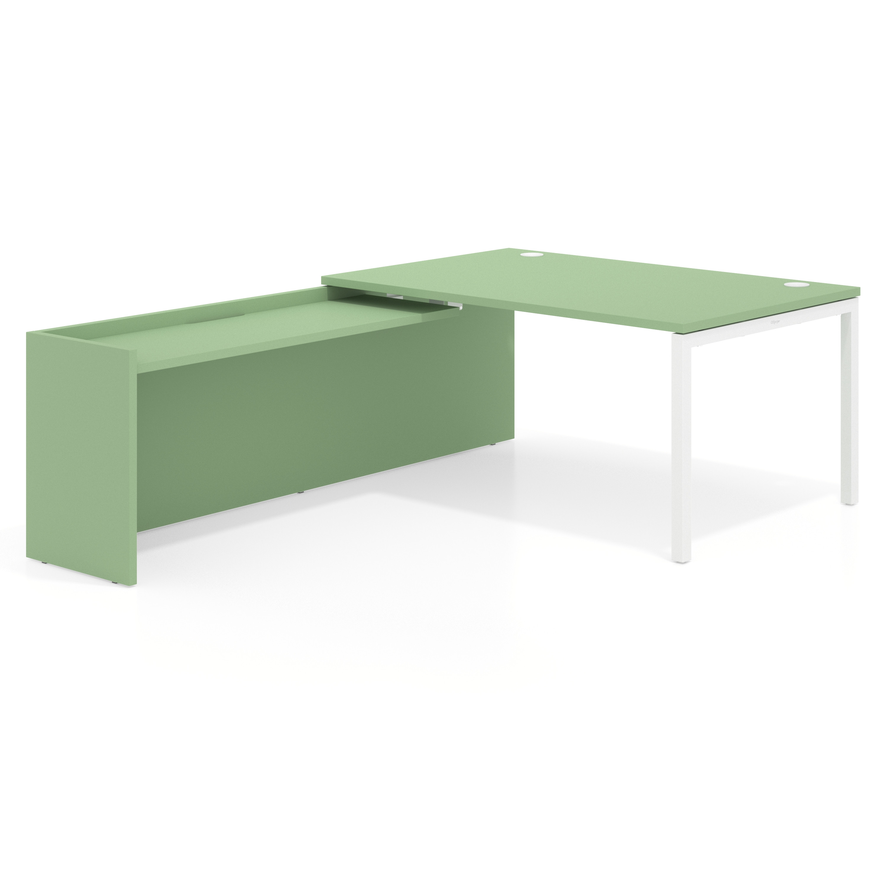 mesa en l 180x225 verde talco kube mesa con ala fondo 100cm recto 1