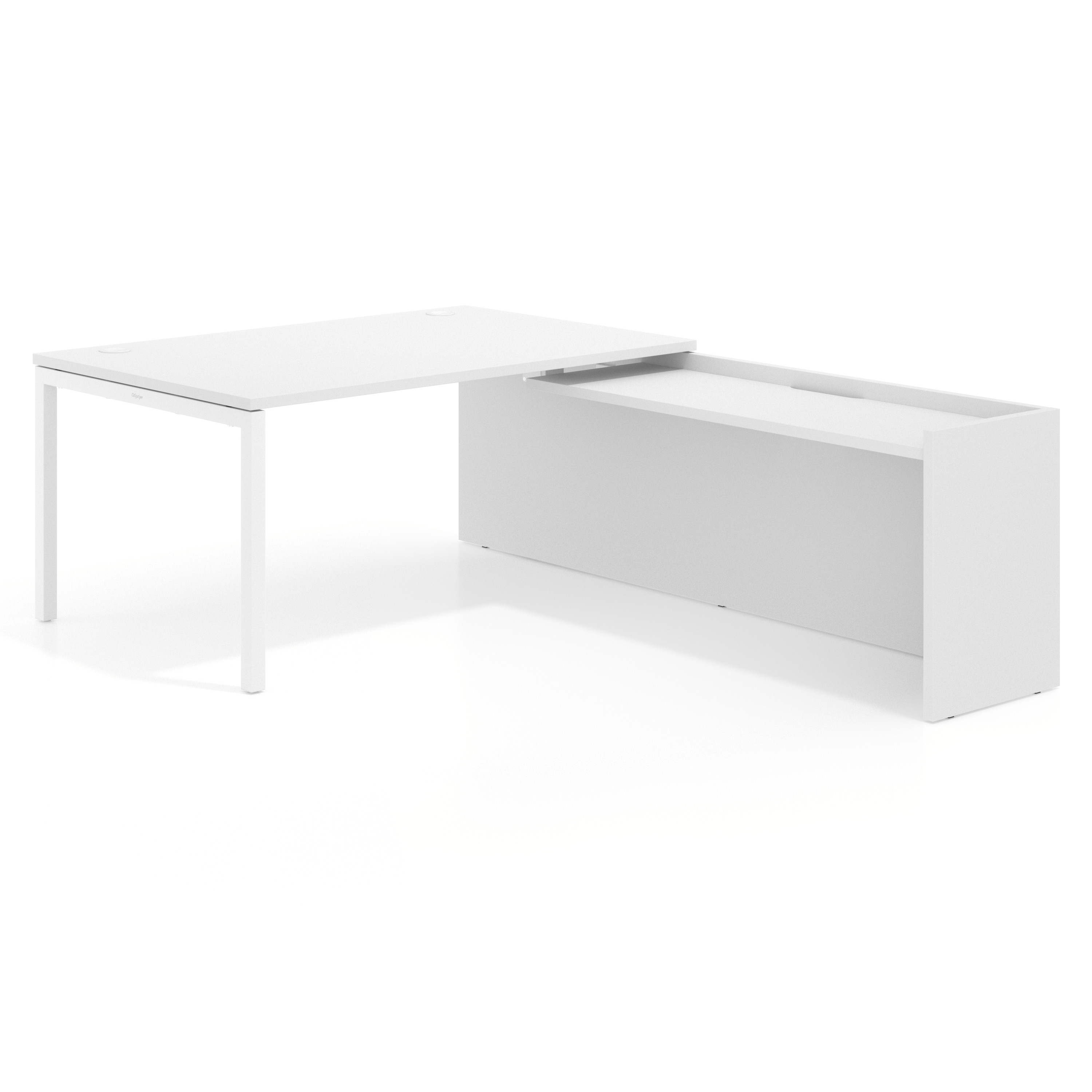 mesa en l 160x225 blanco mate kube mesa con ala fondo 100cm recto 1