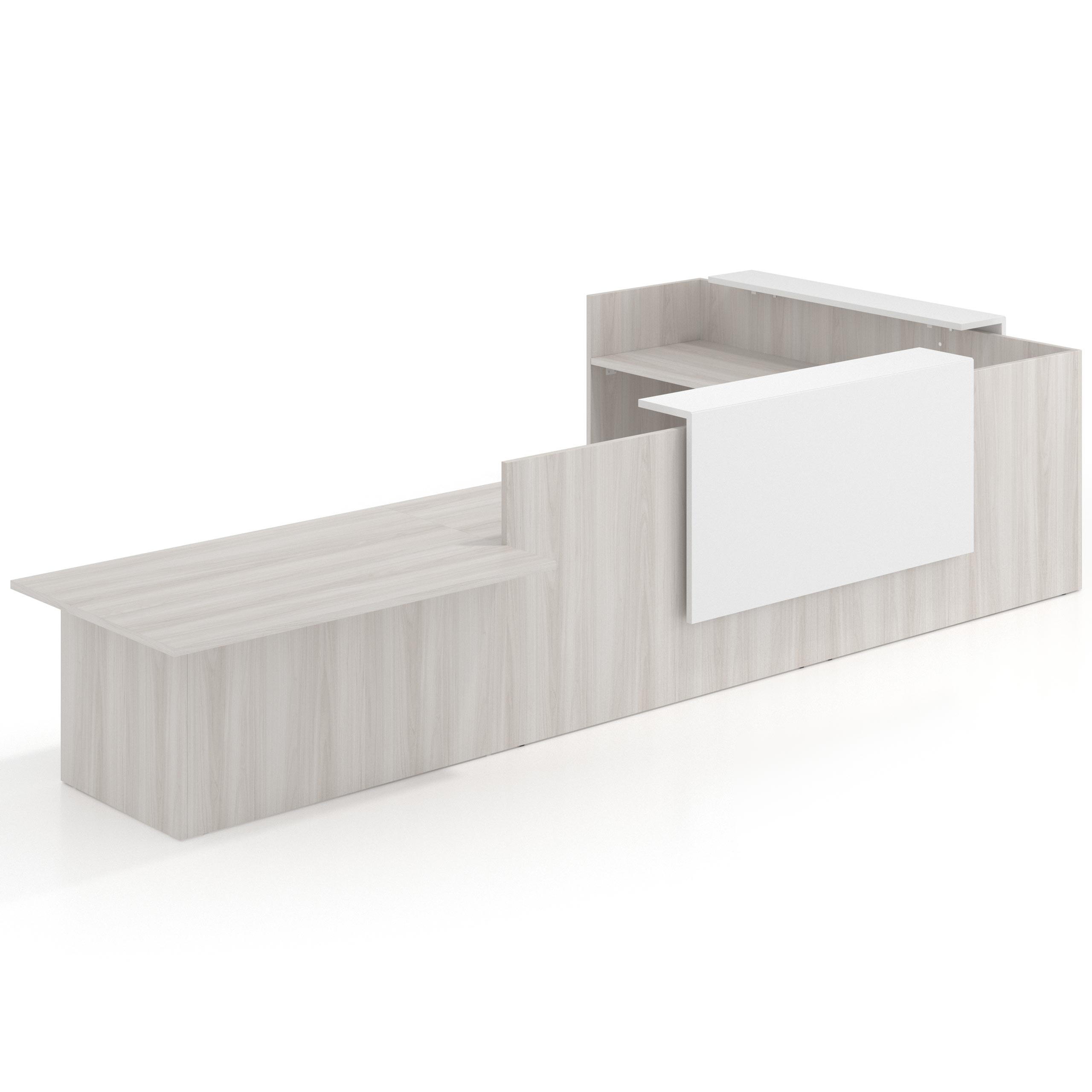 mostrador de recepcion 238x320 california blanco mate welcome mostrador con rincon izquierdo y modulo de atencion 1