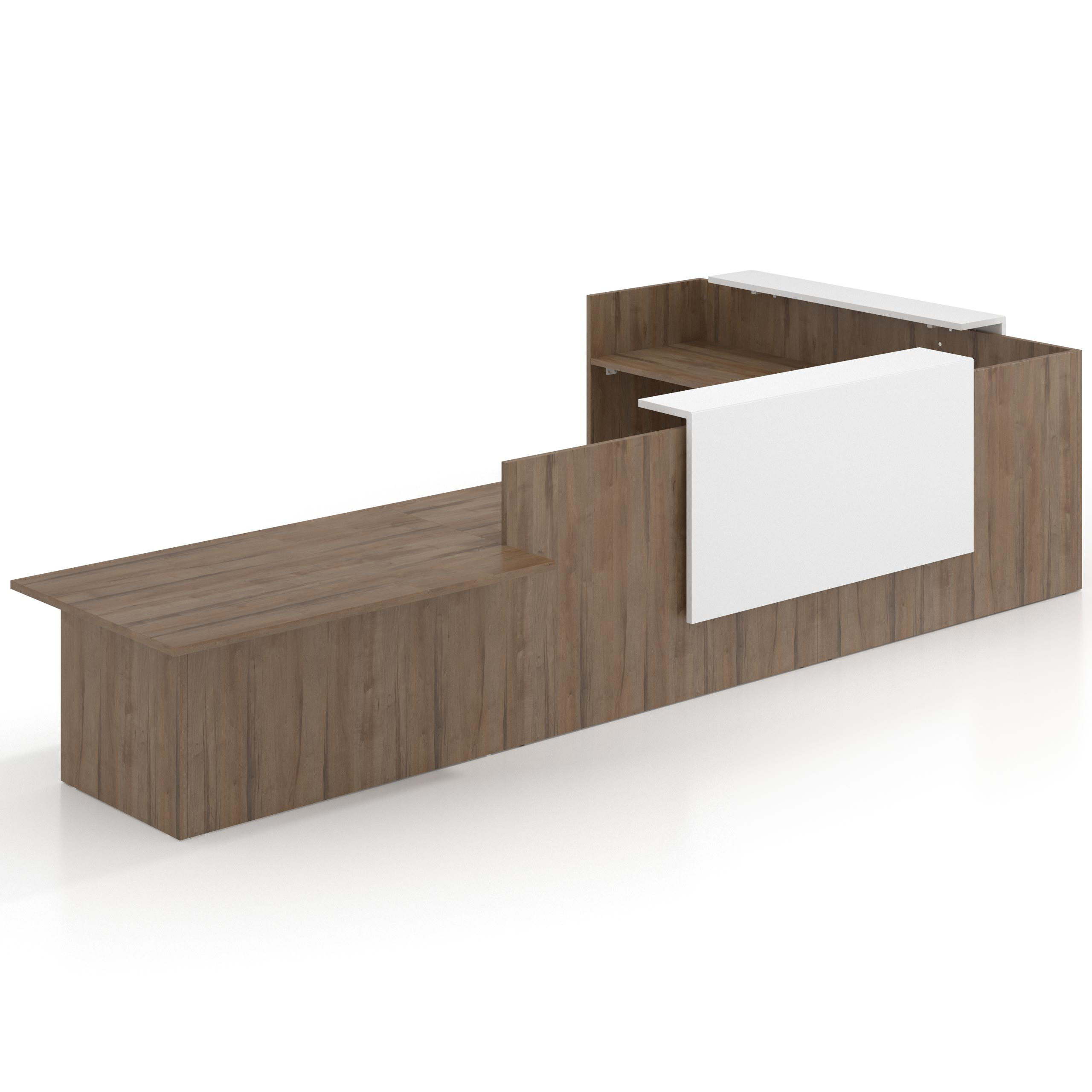 mostrador de recepcion 238x320 noce sabi blanco mate welcome mostrador con rincon izquierdo y modulo de atencion 1
