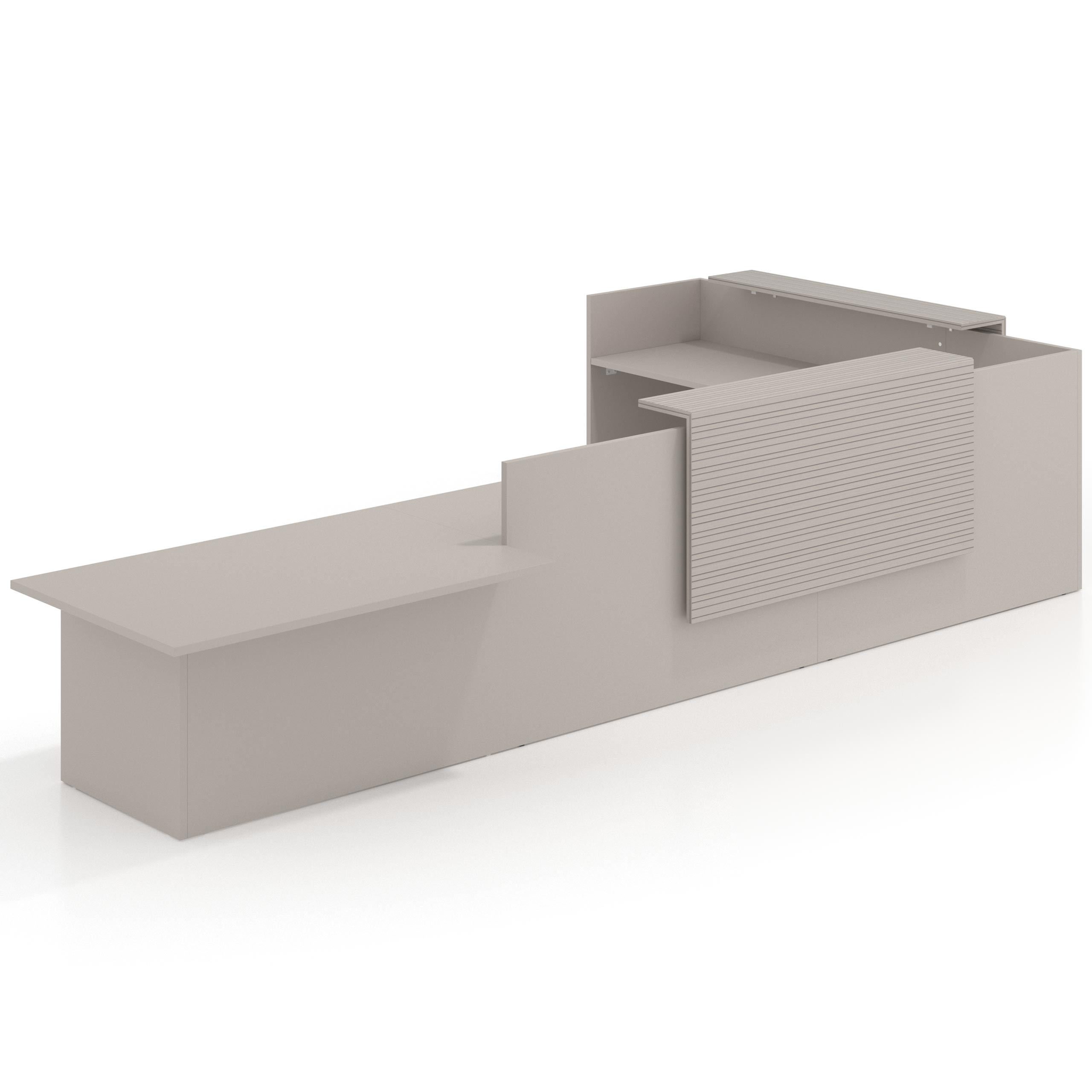 mostrador de recepcion 238x320 gris coco rayado coco welcome mostrador con rincon izquierdo y modulo de atencion 1