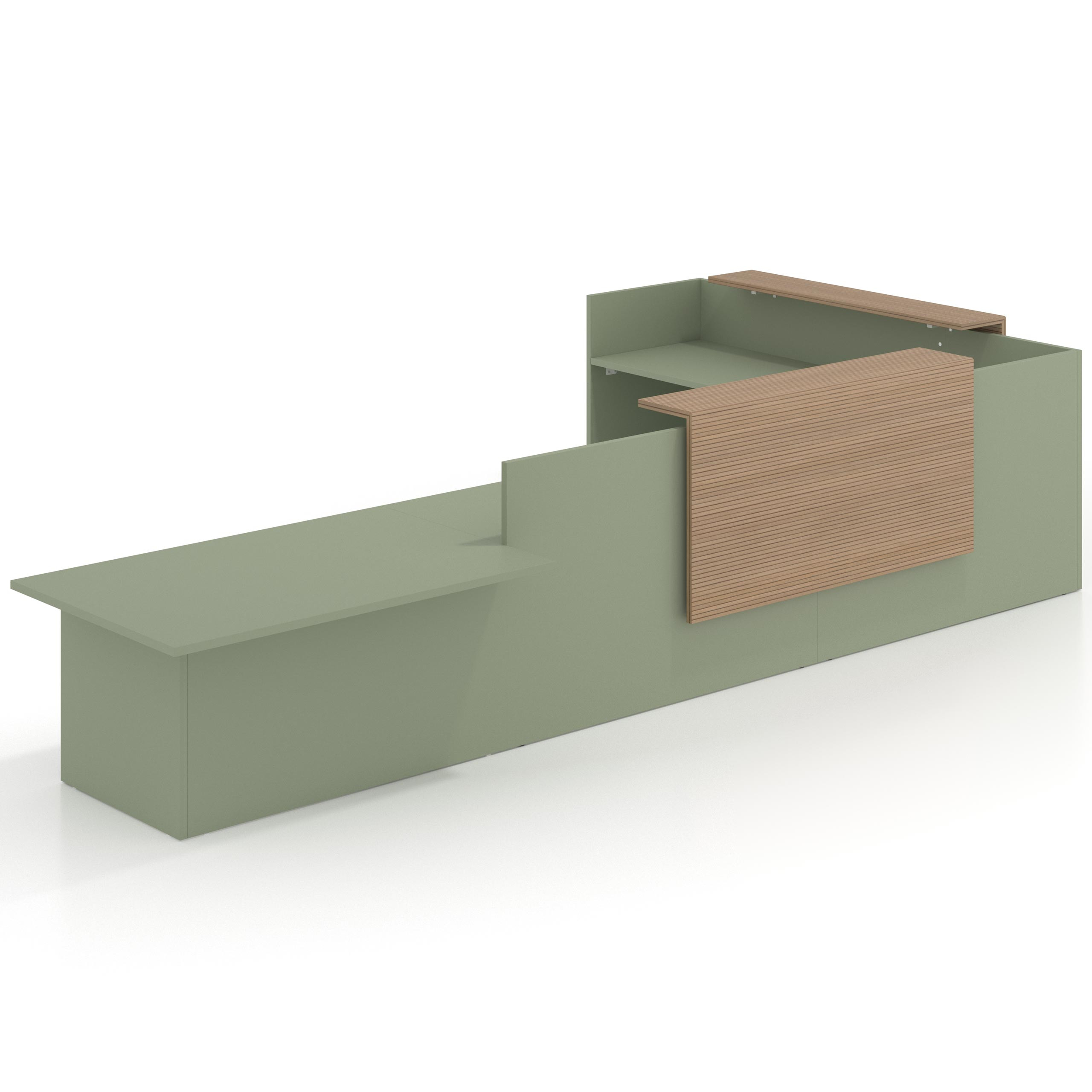 mostrador de recepcion 238x320 sauce rayado natural welcome mostrador con rincon izquierdo y modulo de atencion 1