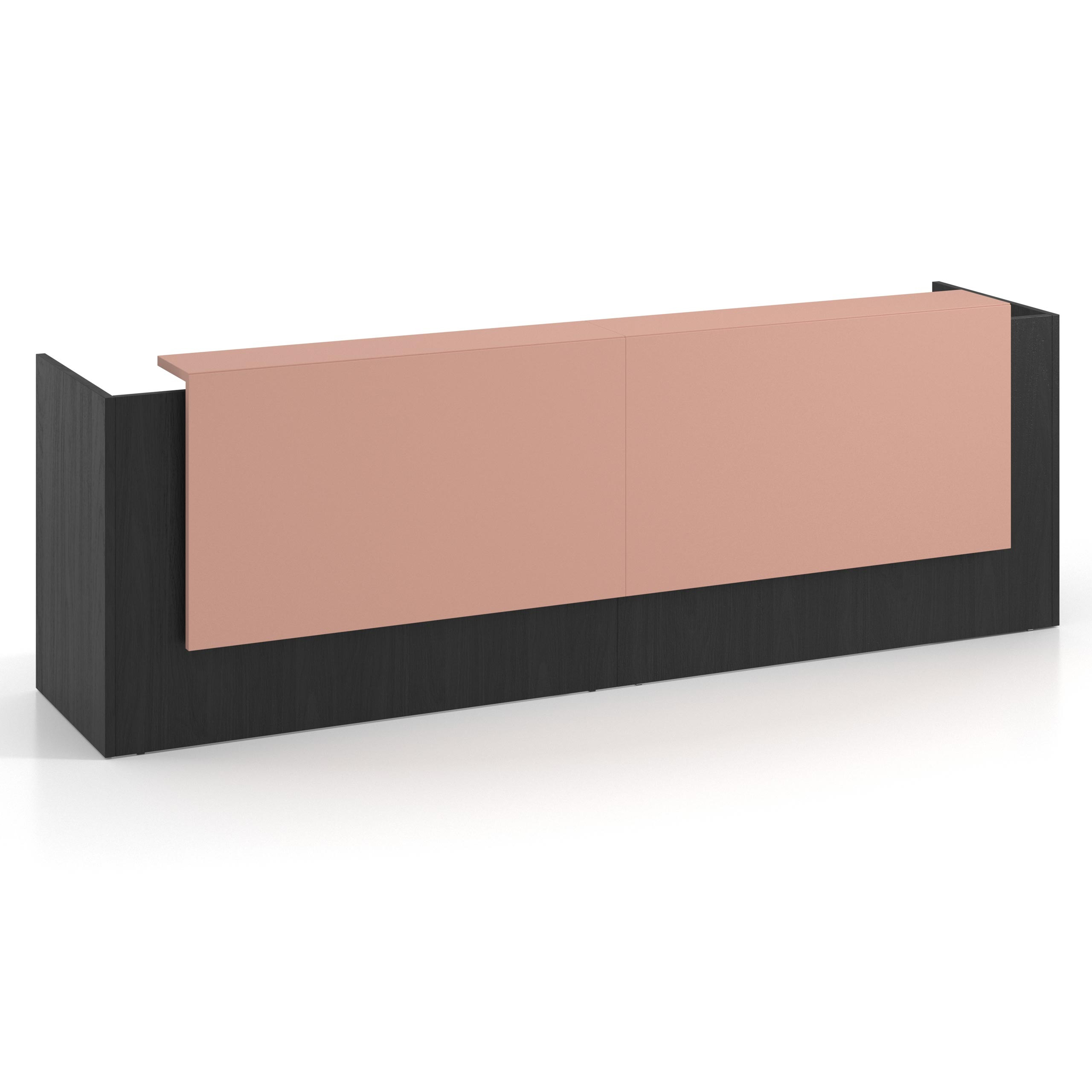 mostrador de recepcion 326x75 bocamina rosa talco welcome mostrador doble con doble encimera larga 1