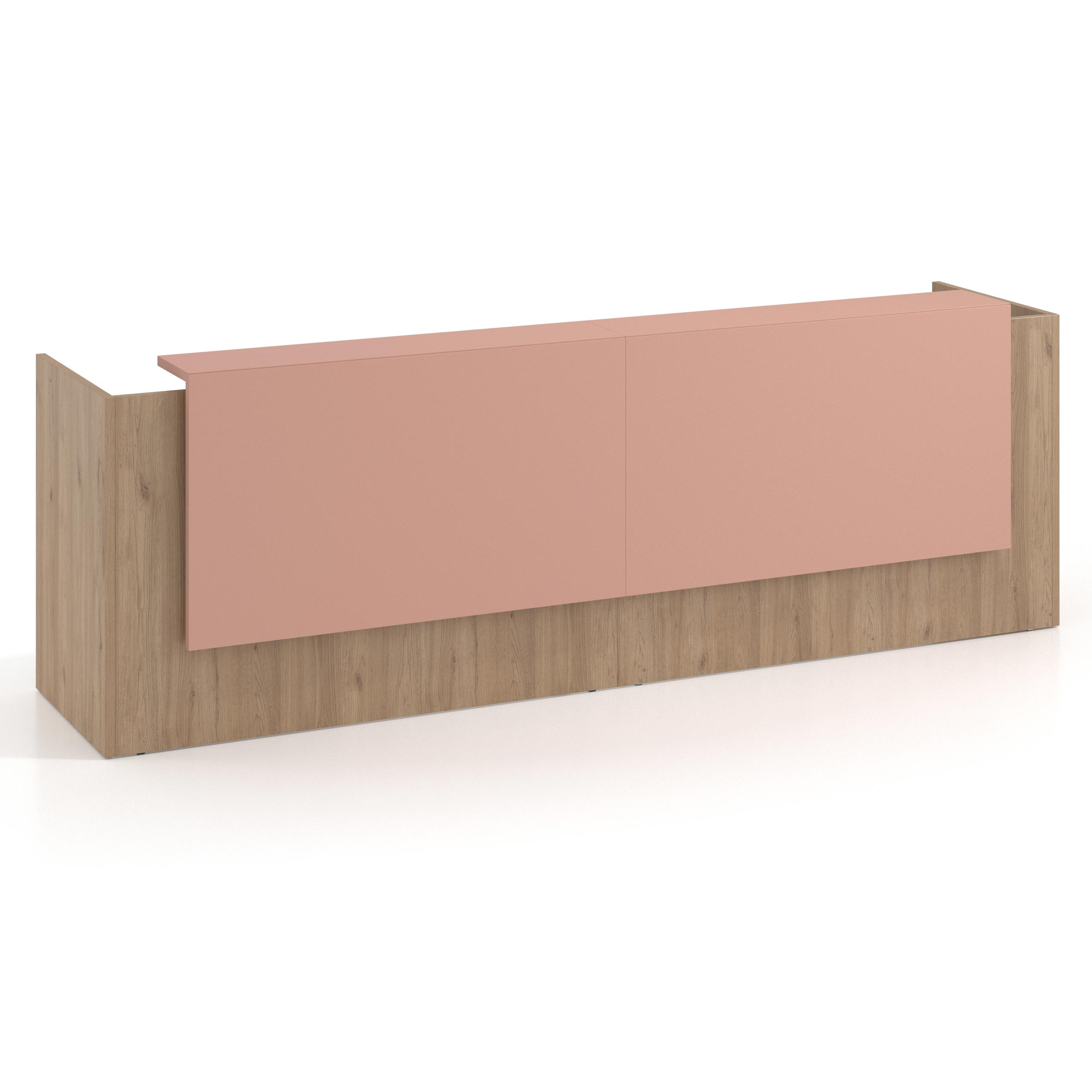 mostrador de recepcion 246x75 naturale rosa talco welcome mostrador doble con doble encimera larga 1