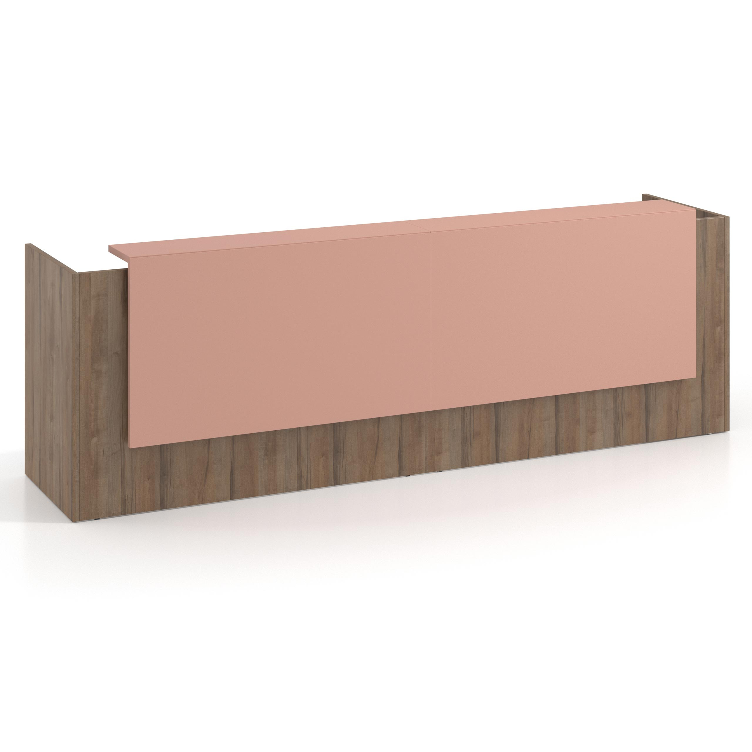 mostrador de recepcion 246x75 noce sabi rosa talco welcome mostrador doble con doble encimera larga 1