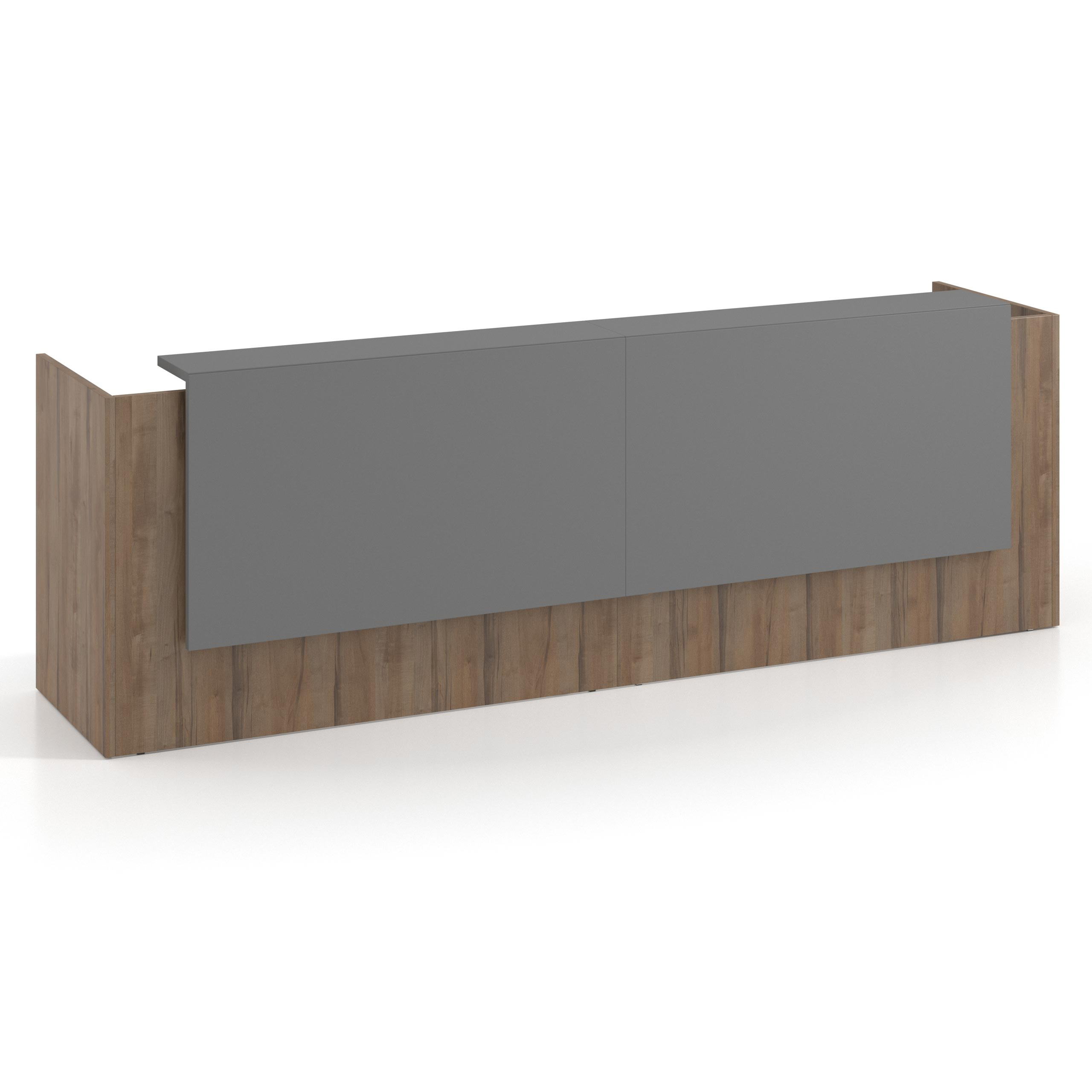 mostrador de recepcion 246x75 noce sabi gris tormenta welcome mostrador doble con doble encimera larga 1