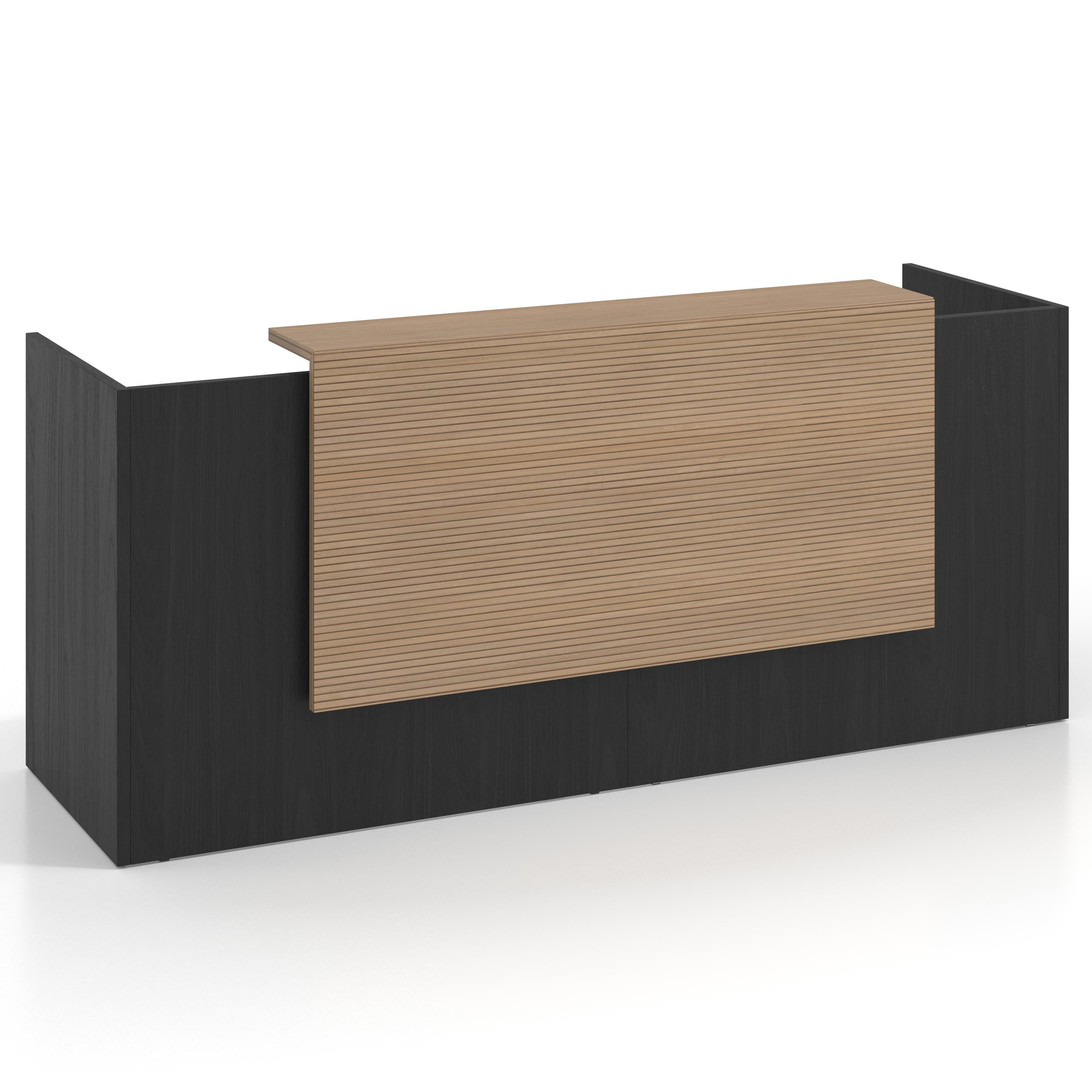 mostrador de recepcion 200x75 bocamina rayado natural welcome mostrador doble con encimera larga 1