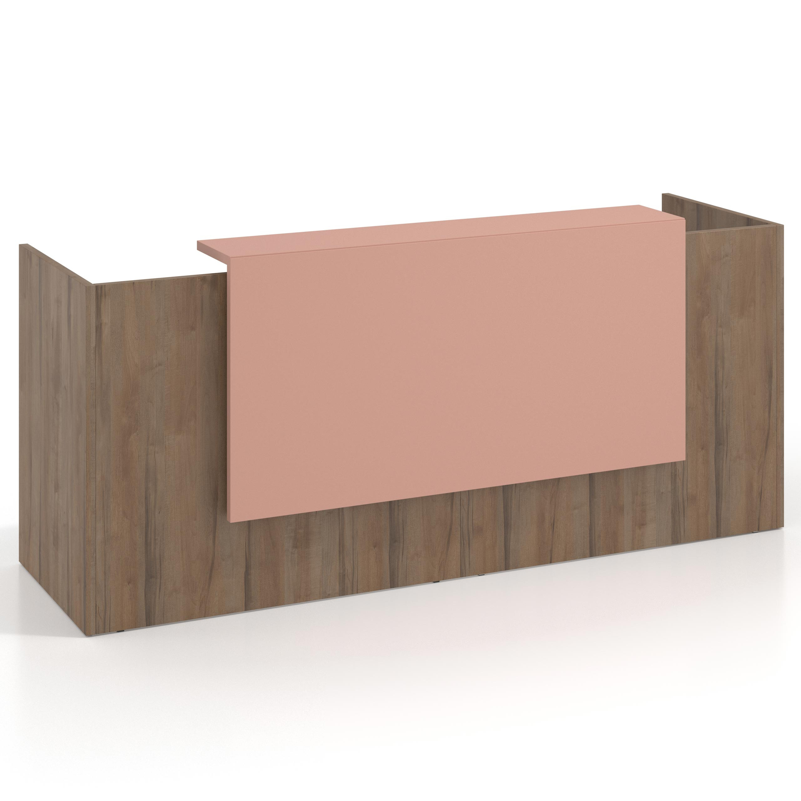 mostrador de recepcion 200x75 noce sabi rosa talco welcome mostrador doble con encimera larga 1