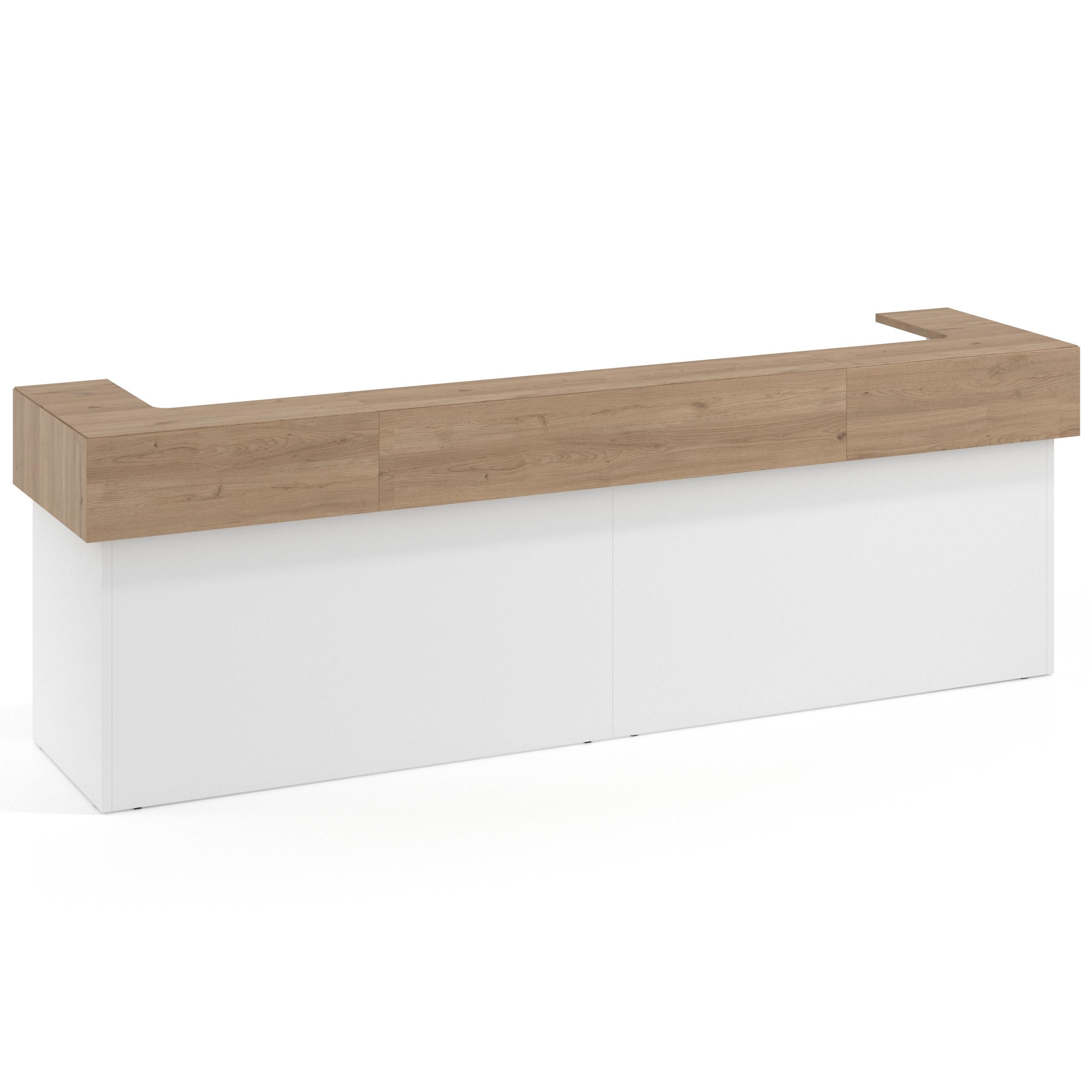 mostrador de recepcion 326x75 blanco mate naturale welcome mostrador doble encimera corta corrida 1