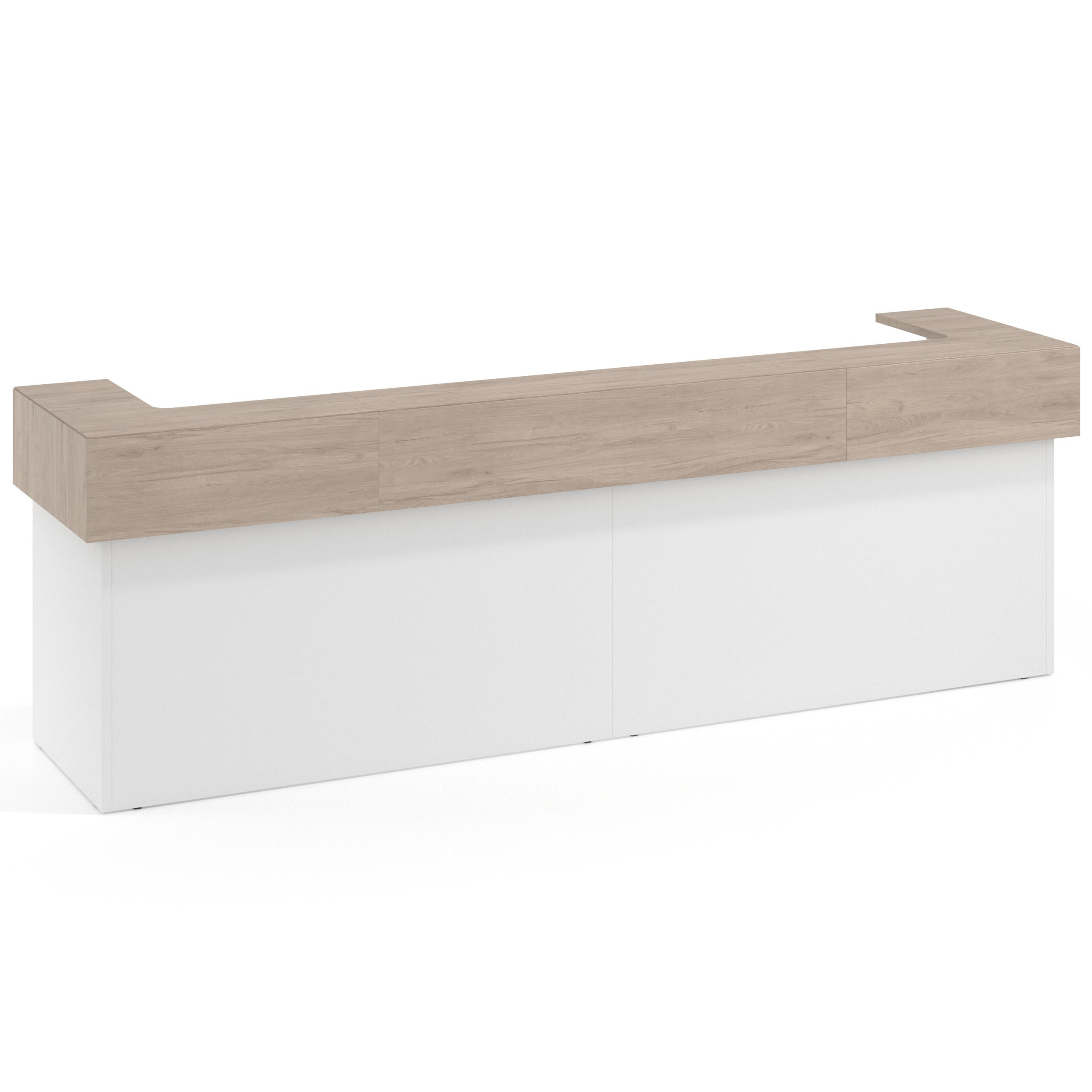 mostrador de recepcion 326x75 blanco mate sahara welcome mostrador doble encimera corta corrida 1