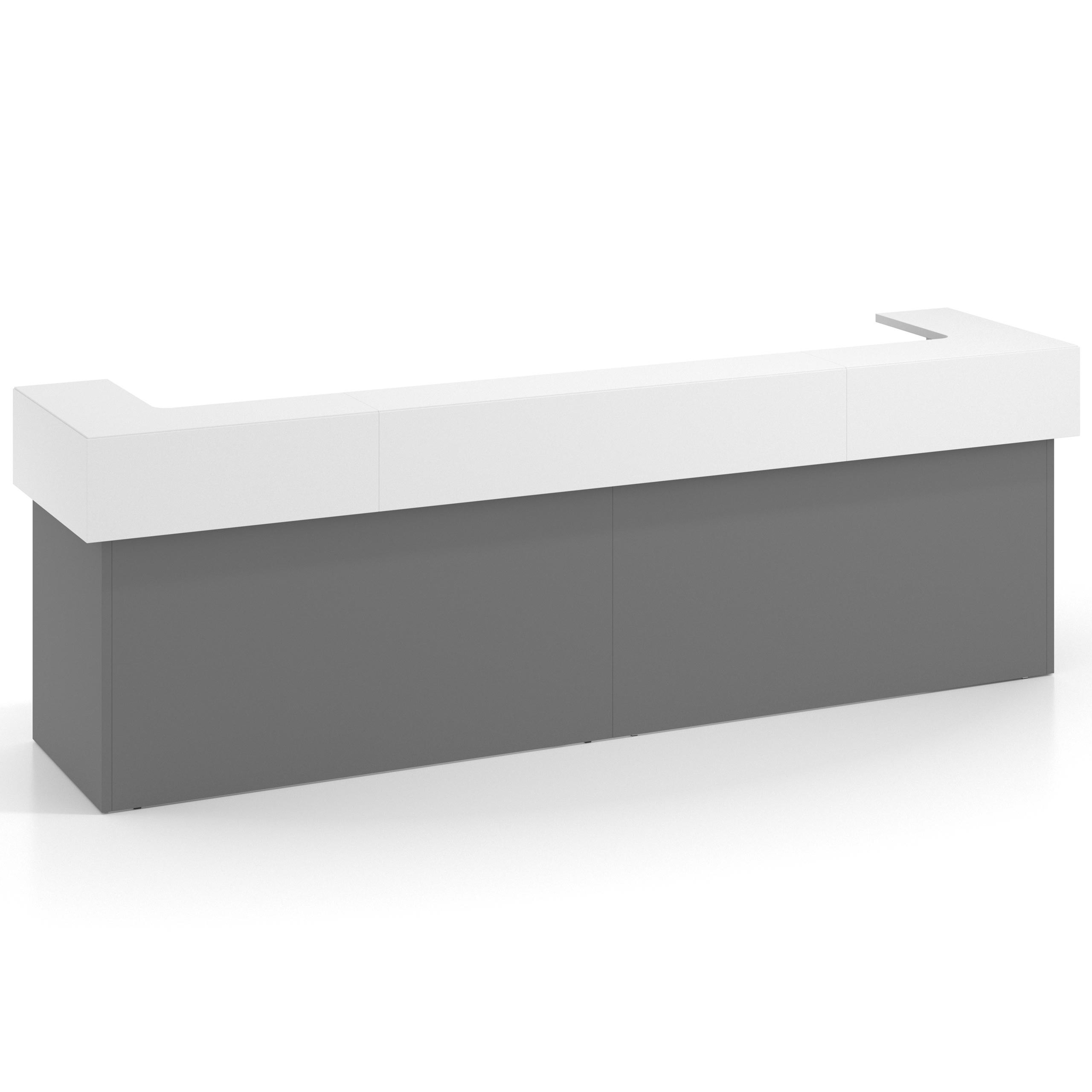 mostrador de recepcion 326x75 gris tormenta blanco mate welcome mostrador doble encimera corta corrida 1