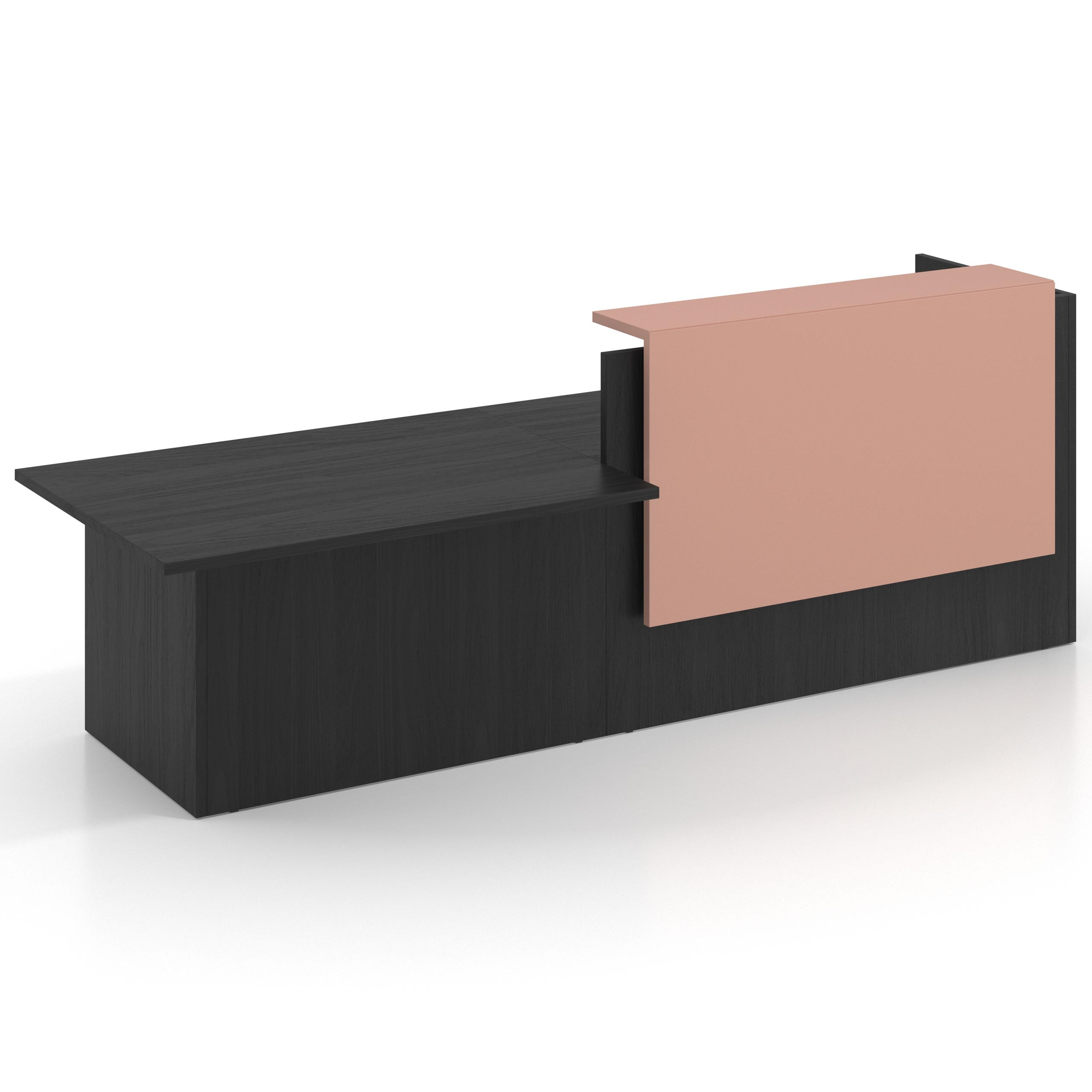 mostrador de recepcion 240x75 bocamina rosa talco welcome mostrador inicial con modulo de atencion 1
