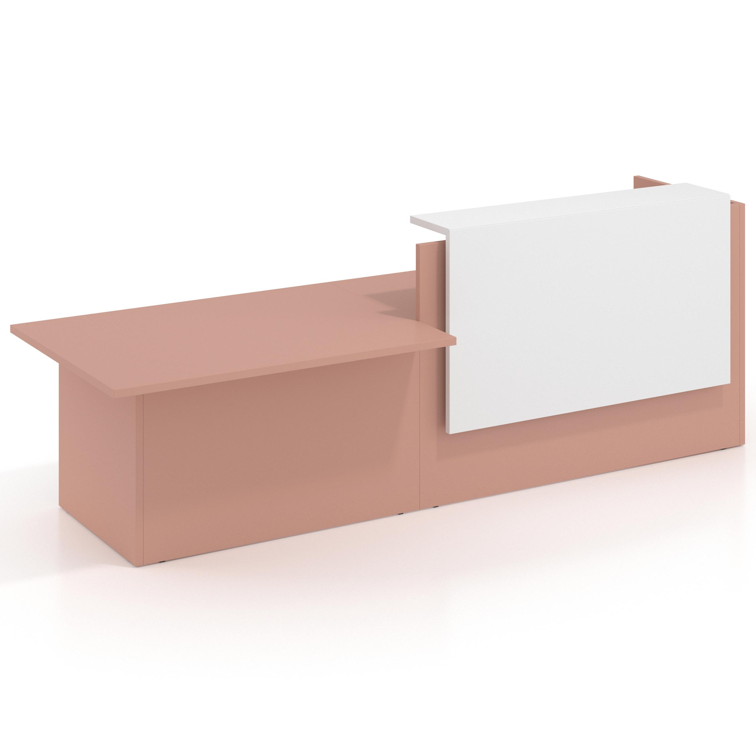 mostrador de recepcion 240x75 rosa talco blanco mate welcome mostrador inicial con modulo de atencion 1