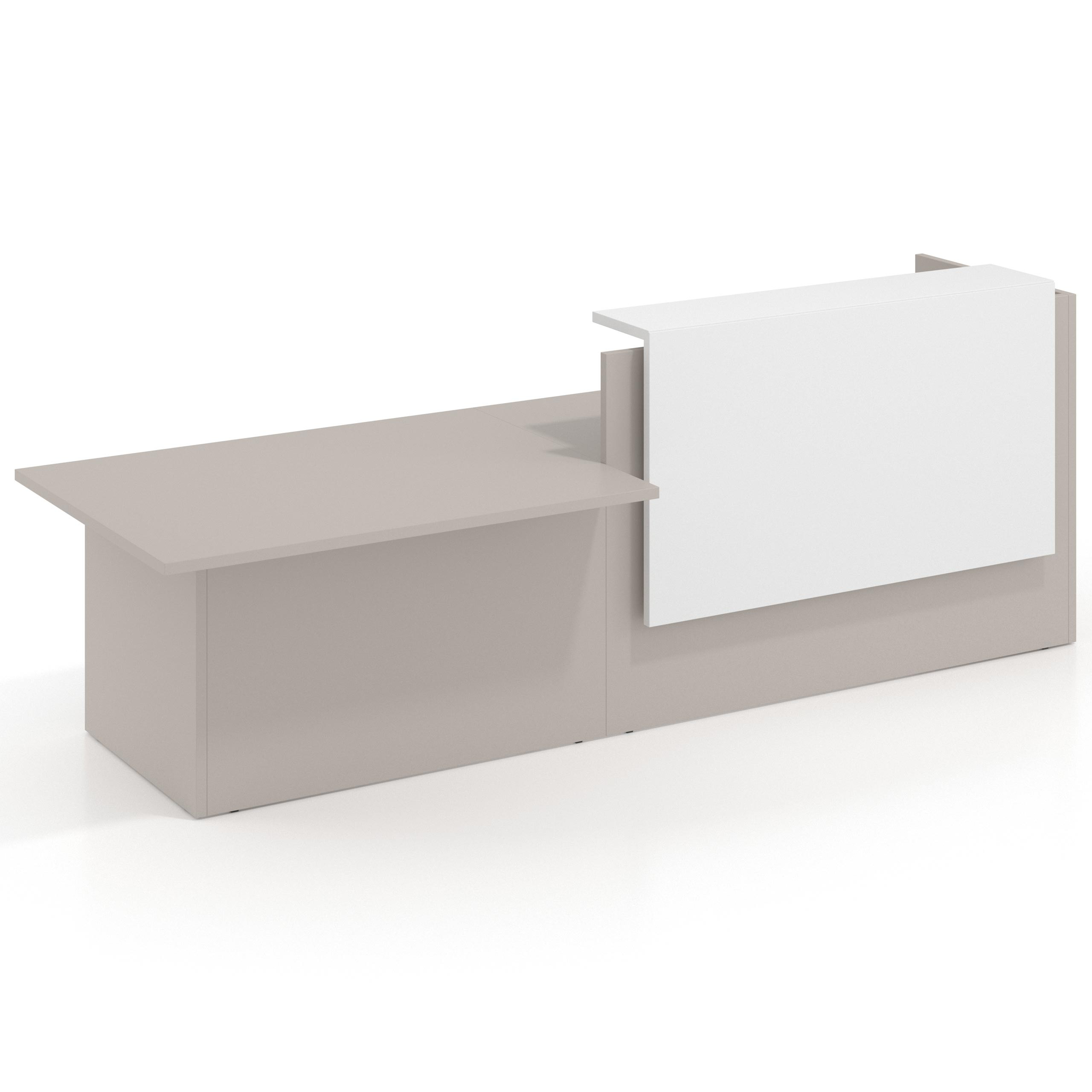 mostrador de recepcion 240x75 gris coco blanco mate welcome mostrador inicial con modulo de atencion 1
