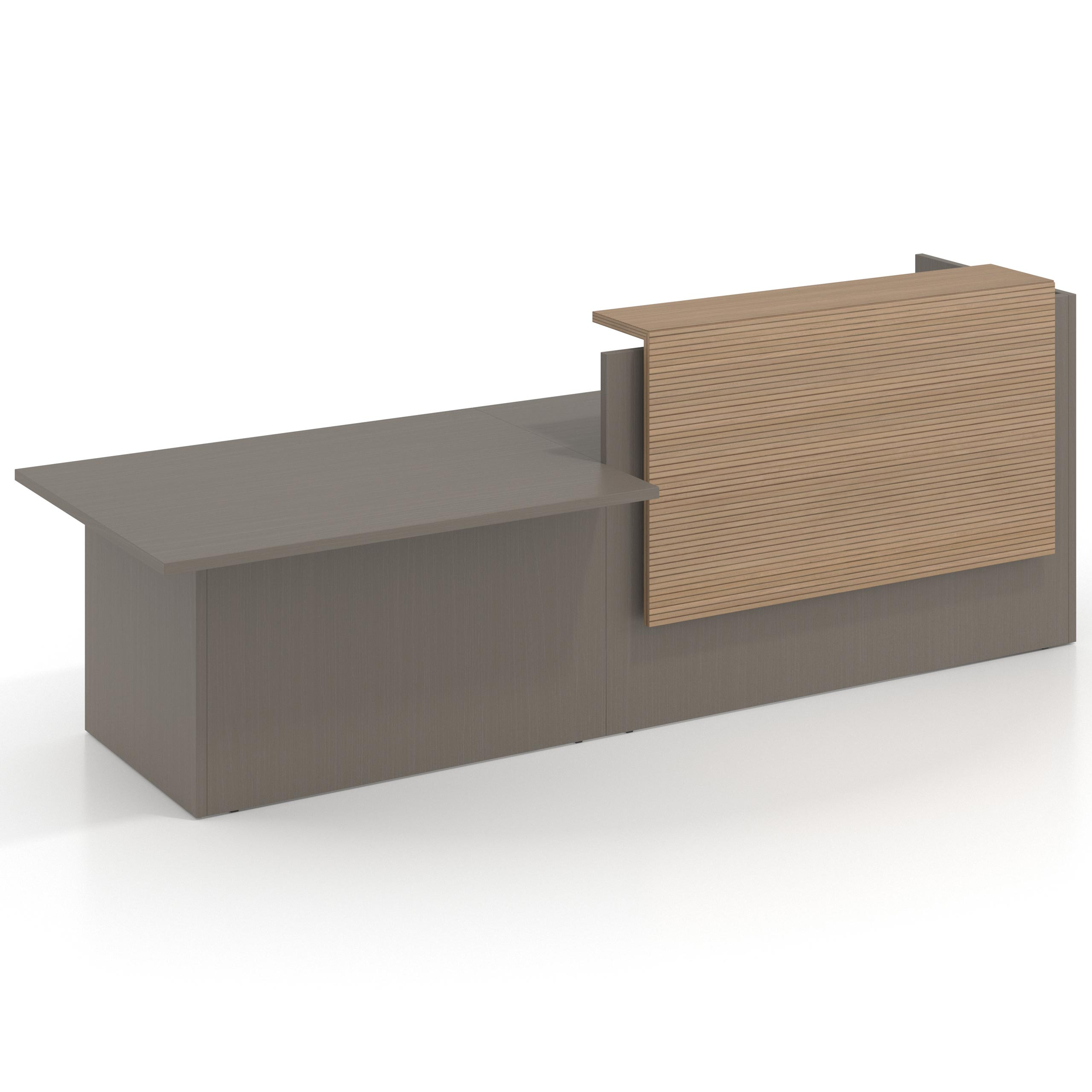 mostrador de recepcion 240x75 etna rayado natural welcome mostrador inicial con modulo de atencion 1