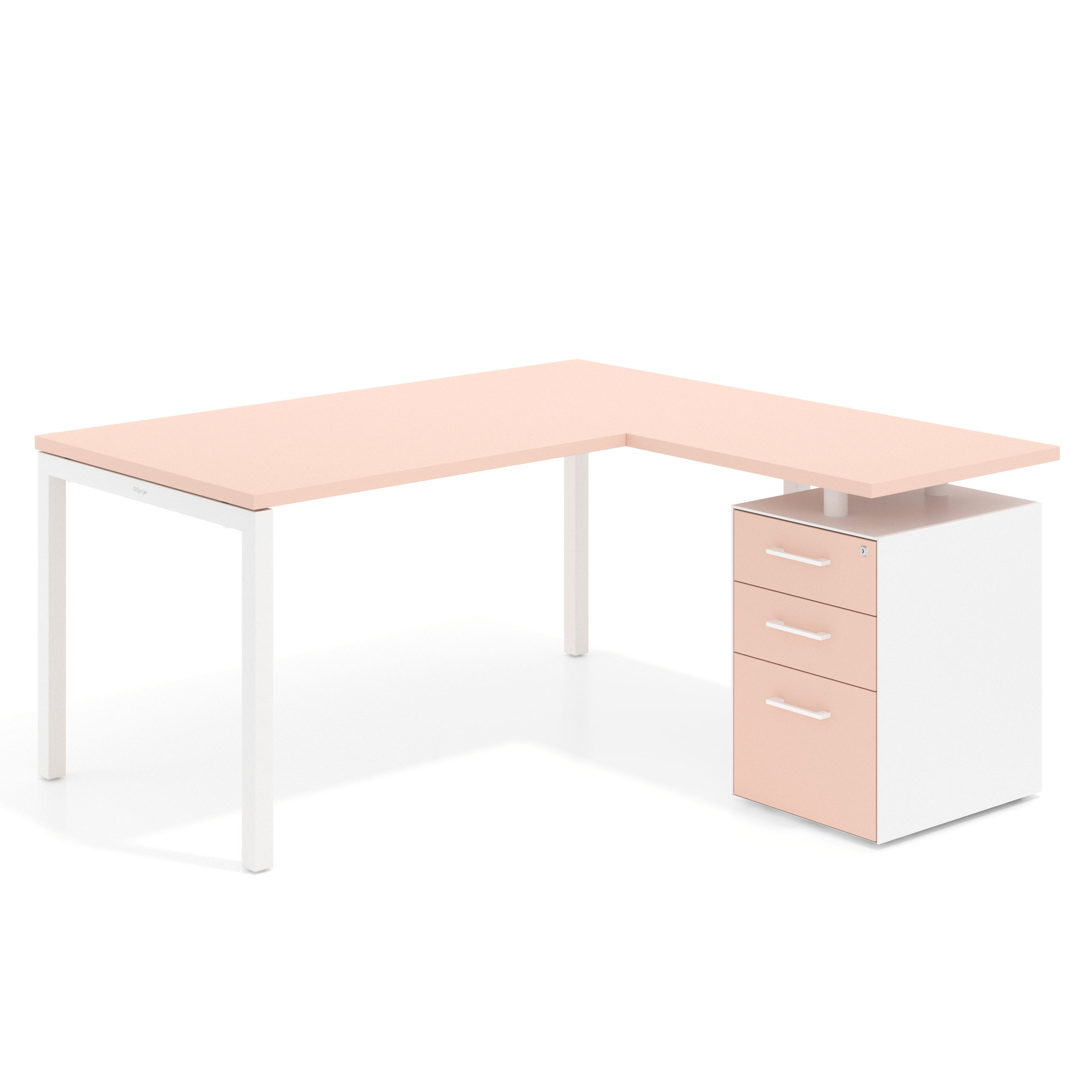 mesa en l 140x150 rosa nube kube mesa con ala fondo 80 ala corta frontales melamina recto 1