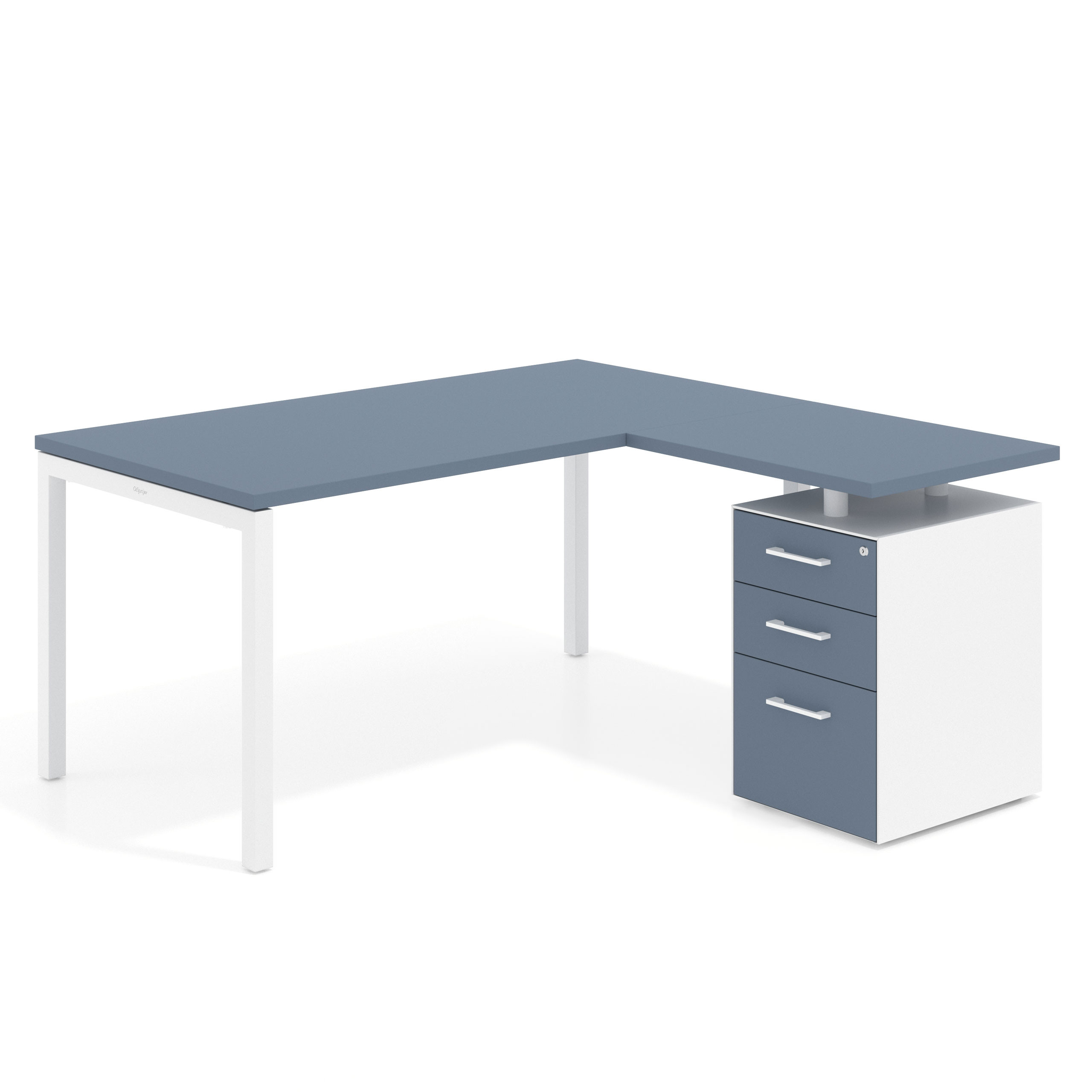 mesa en l 140x150 azul talco kube mesa con ala fondo 80 ala corta frontales melamina recto 1