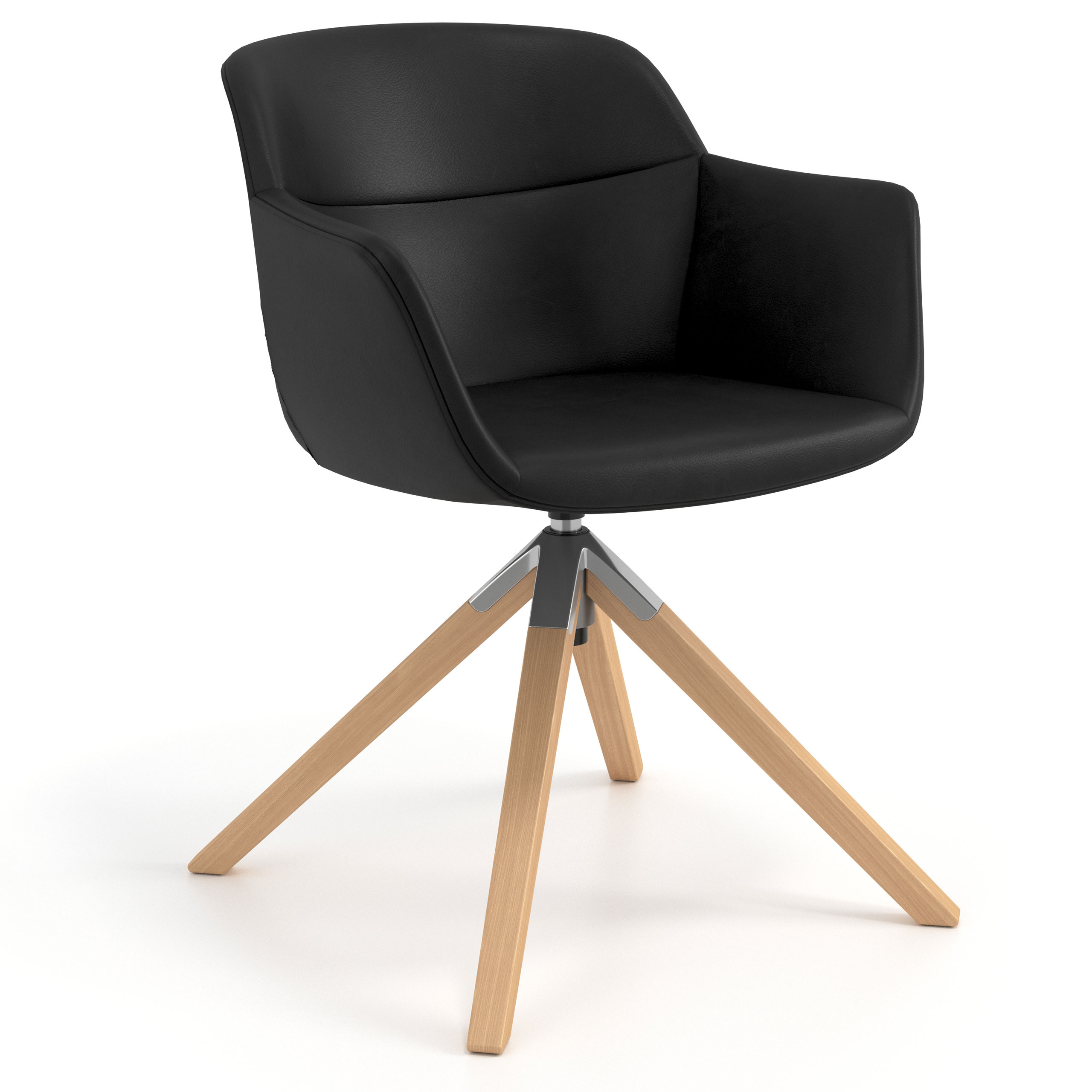 silla confidente negro anne giratoria madera piel sintetica 1